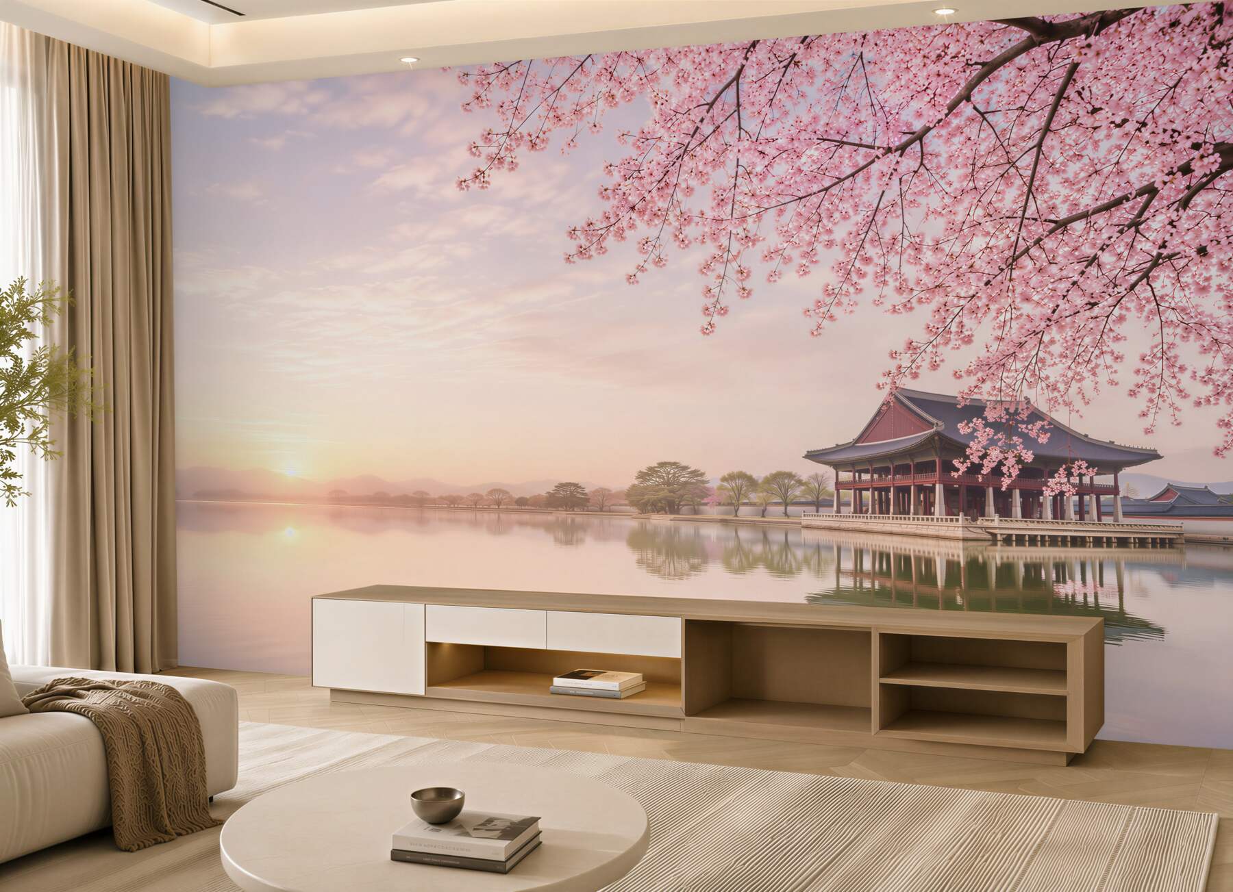 Fototapeta Gyeongbokgung pałac z drzewa wiśni w czasie wiosny w Seulu miasto korea, korea południowa.?v23