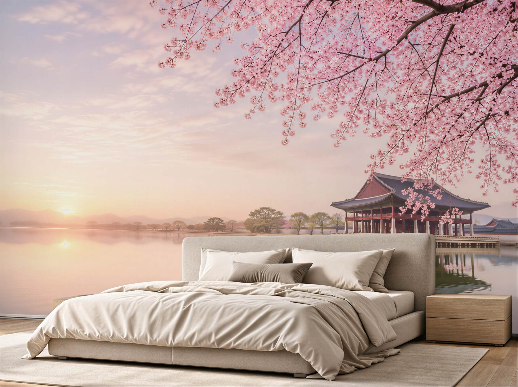 Fototapeta Gyeongbokgung pałac z drzewa wiśni w czasie wiosny w Seulu miasto korea, korea południowa.?v23