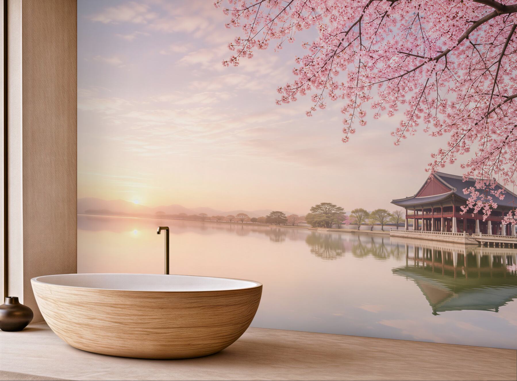 Fototapeta Gyeongbokgung pałac z drzewa wiśni w czasie wiosny w Seulu miasto korea, korea południowa.?v23