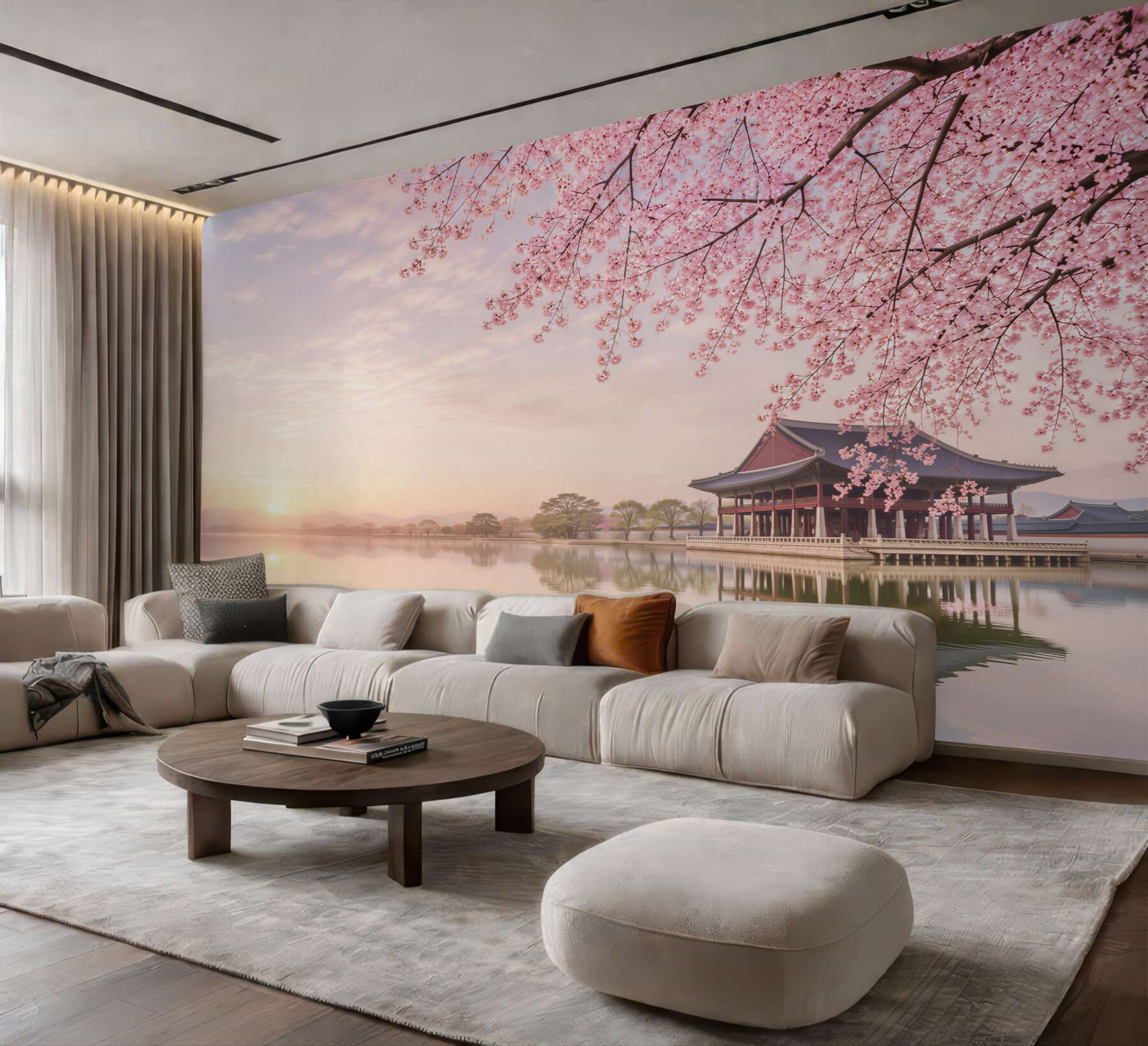Fototapeta Gyeongbokgung pałac z drzewa wiśni w czasie wiosny w Seulu miasto korea, korea południowa.?v23