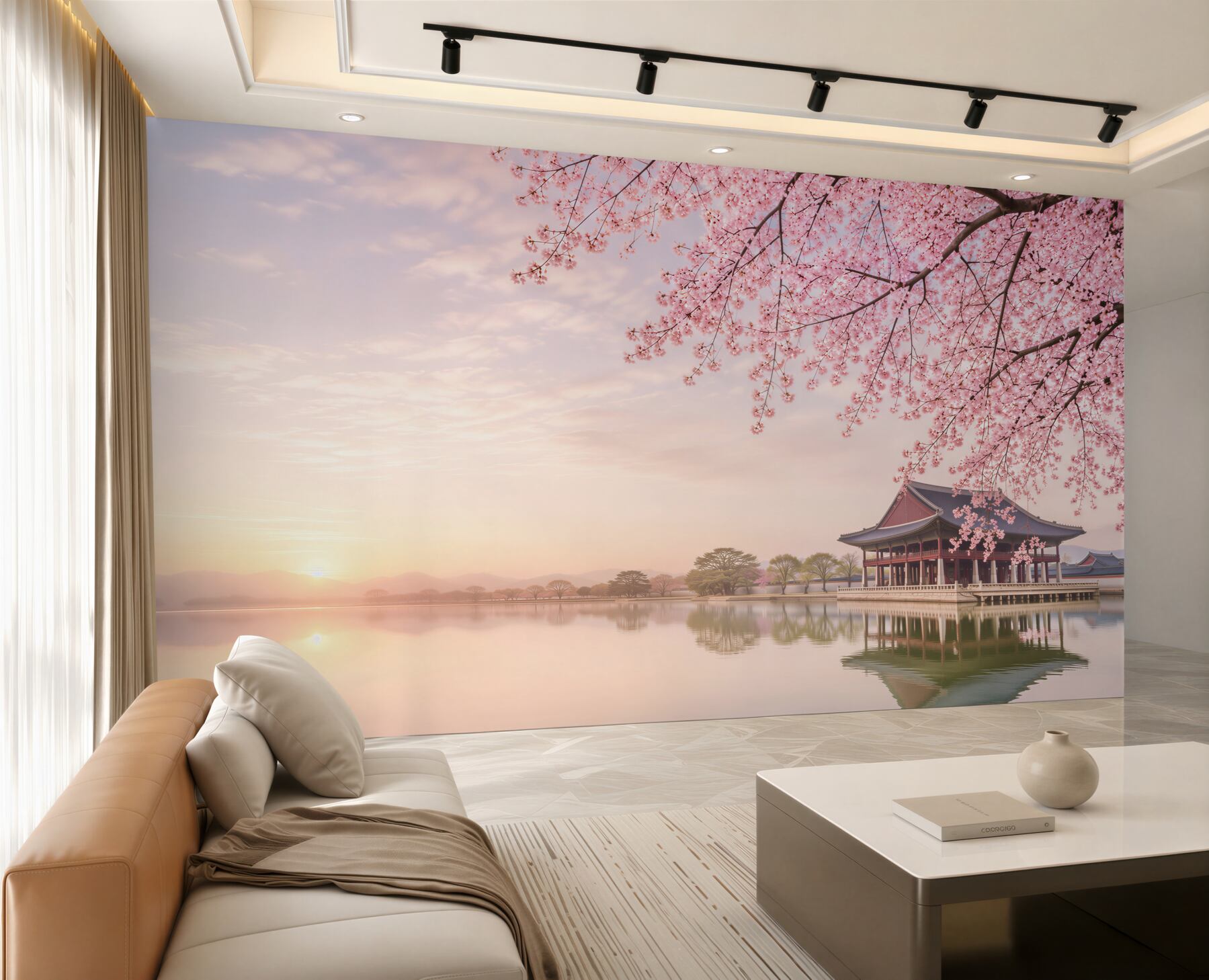 Fototapeta Gyeongbokgung pałac z drzewa wiśni w czasie wiosny w Seulu miasto korea, korea południowa.?v23