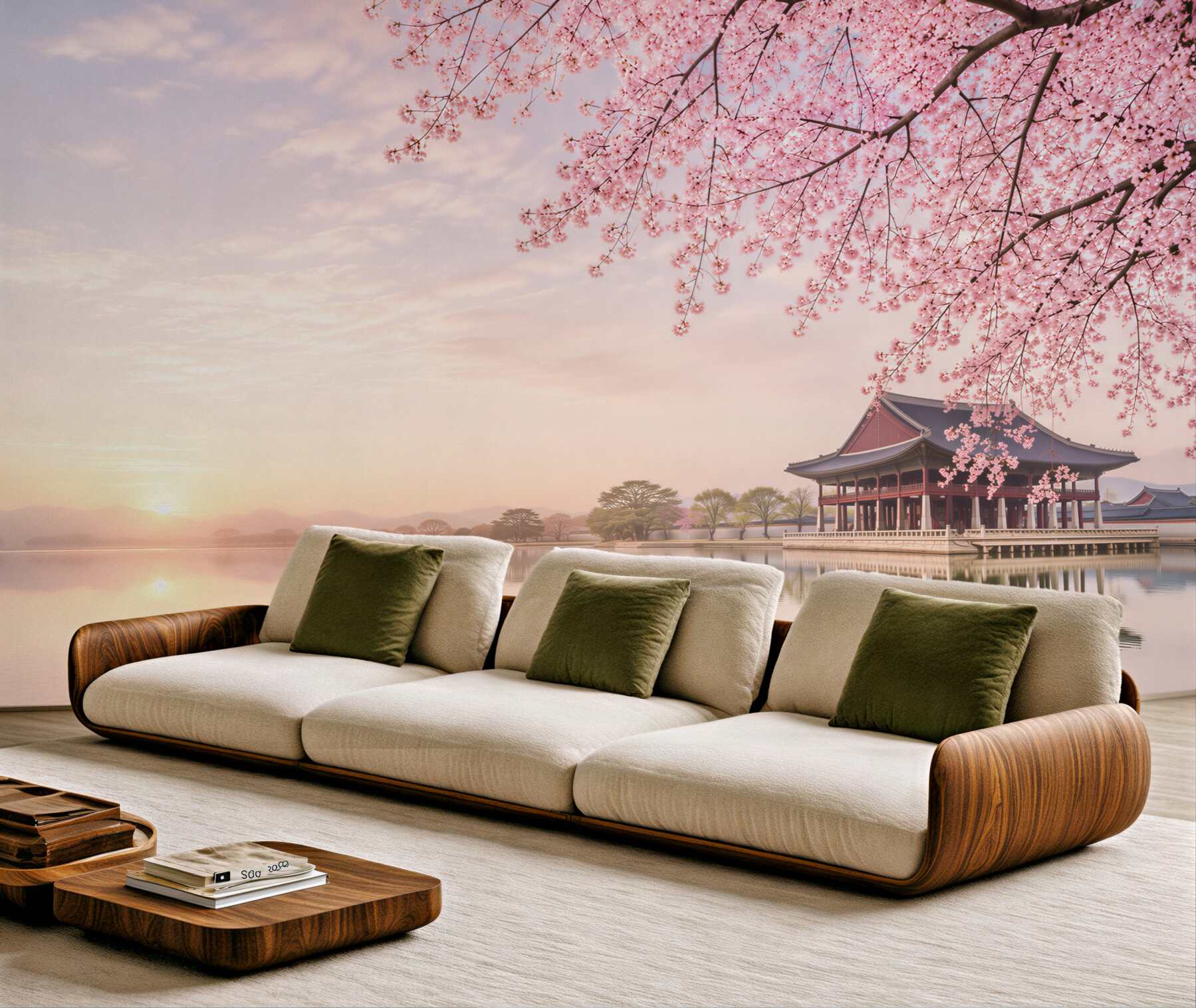 Fototapeta Gyeongbokgung pałac z drzewa wiśni w czasie wiosny w Seulu miasto korea, korea południowa.?v23