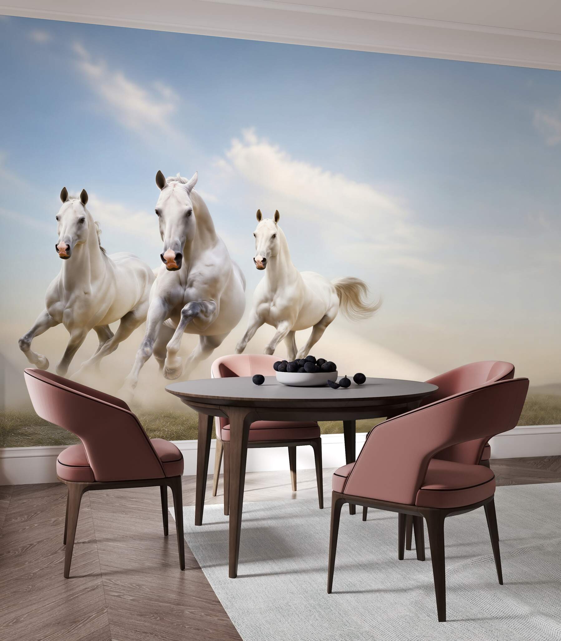 Fototapeta Białe konie w kurzu?v23