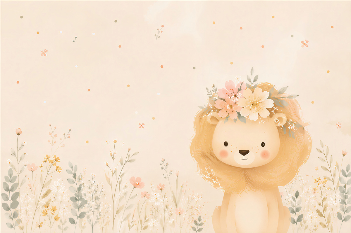 Fototapeta Kwiaty w grzywie Lion Baby