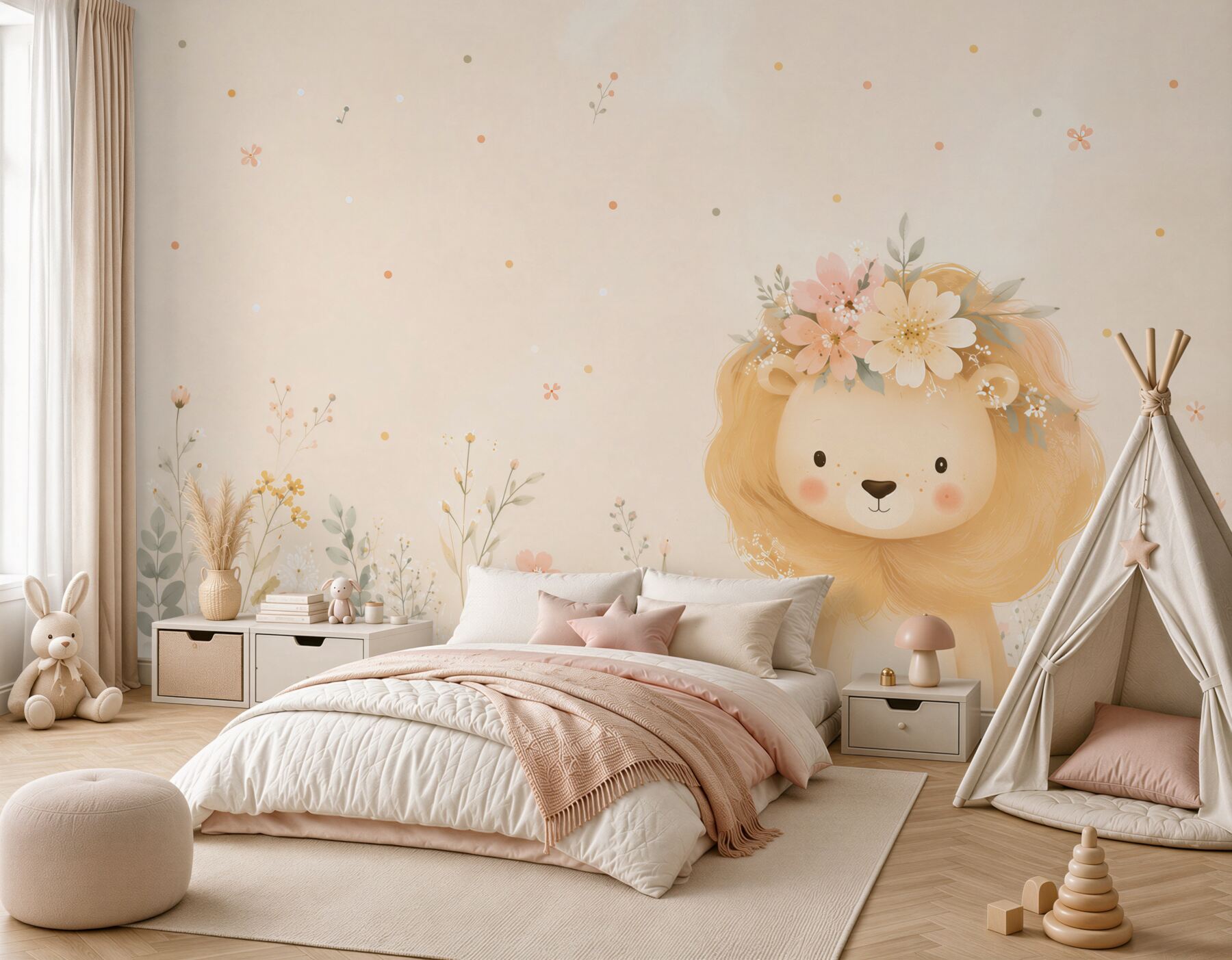 Fototapeta Kwiaty w grzywie Lion Baby?v23