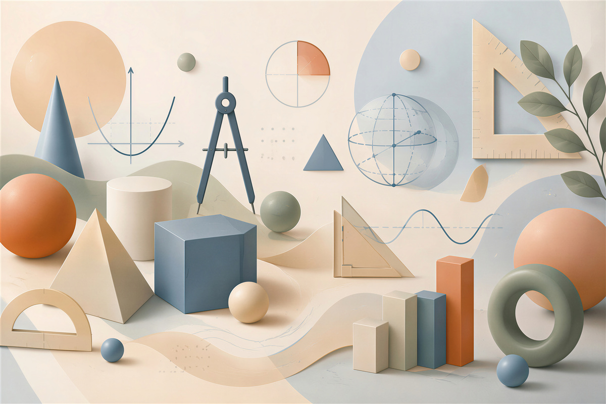 Fototapeta geometryczne kształty i wzory matematyczne pastelowe nowoczesne