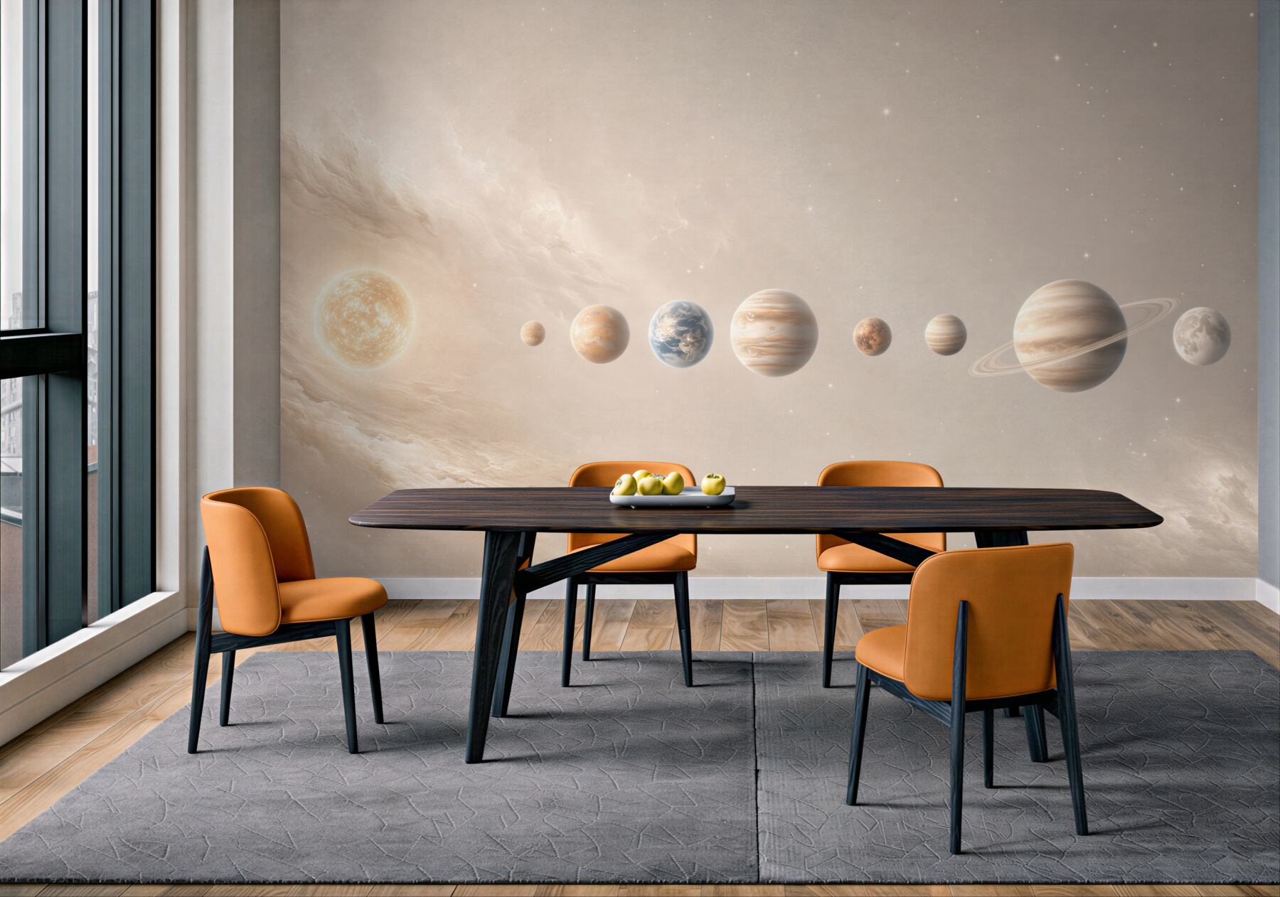 Fototapeta układ planet w kosmosie beżowa do pokoju dziecka?v23