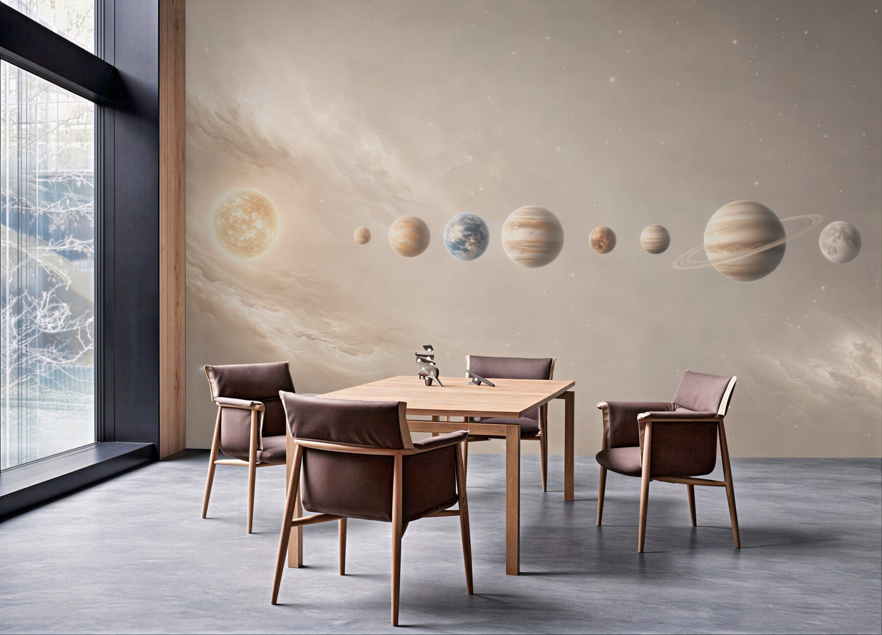 Fototapeta układ planet w kosmosie beżowa do pokoju dziecka?v23