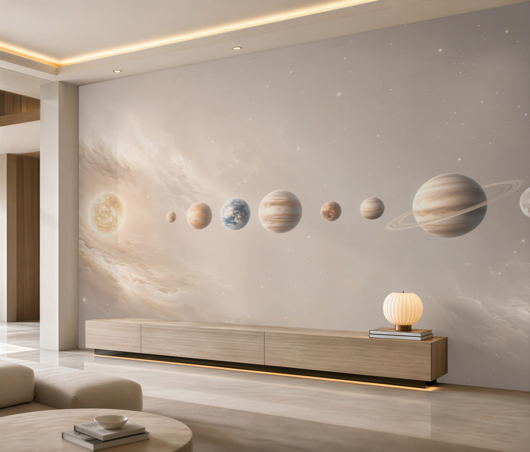 Fototapeta układ planet w kosmosie beżowa do pokoju dziecka?v23