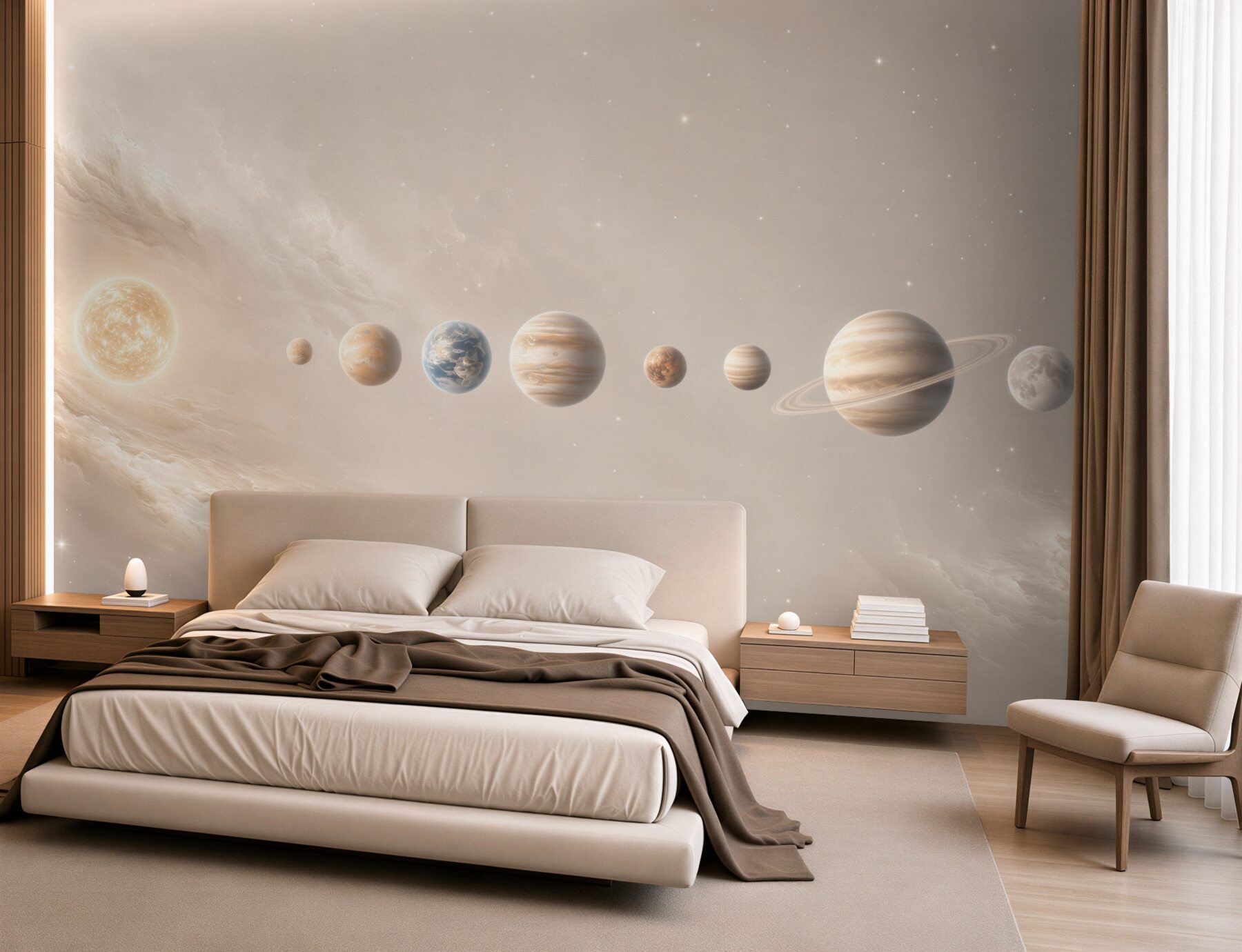 Fototapeta układ planet w kosmosie beżowa do pokoju dziecka?v23