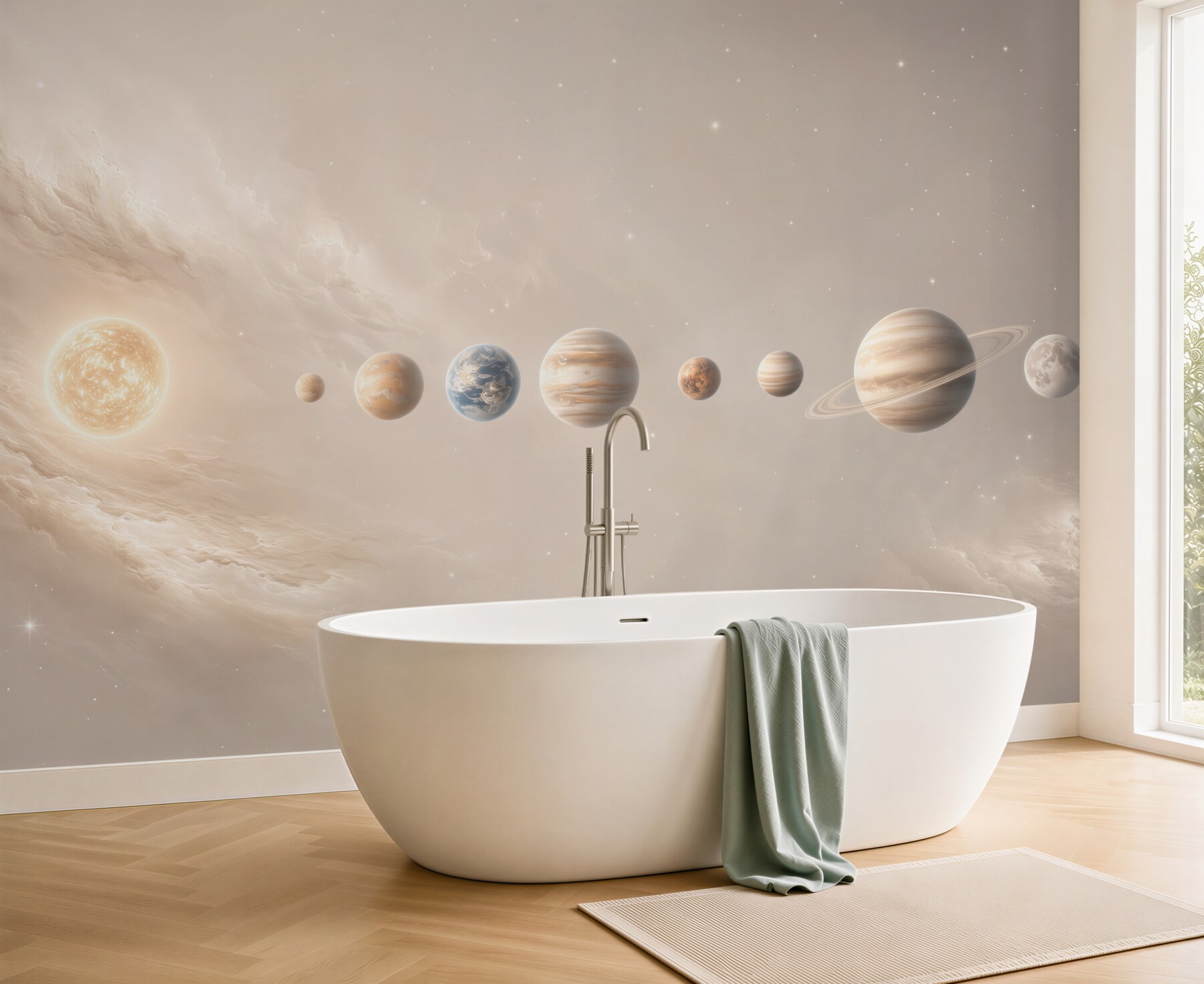 Fototapeta układ planet w kosmosie beżowa do pokoju dziecka?v23