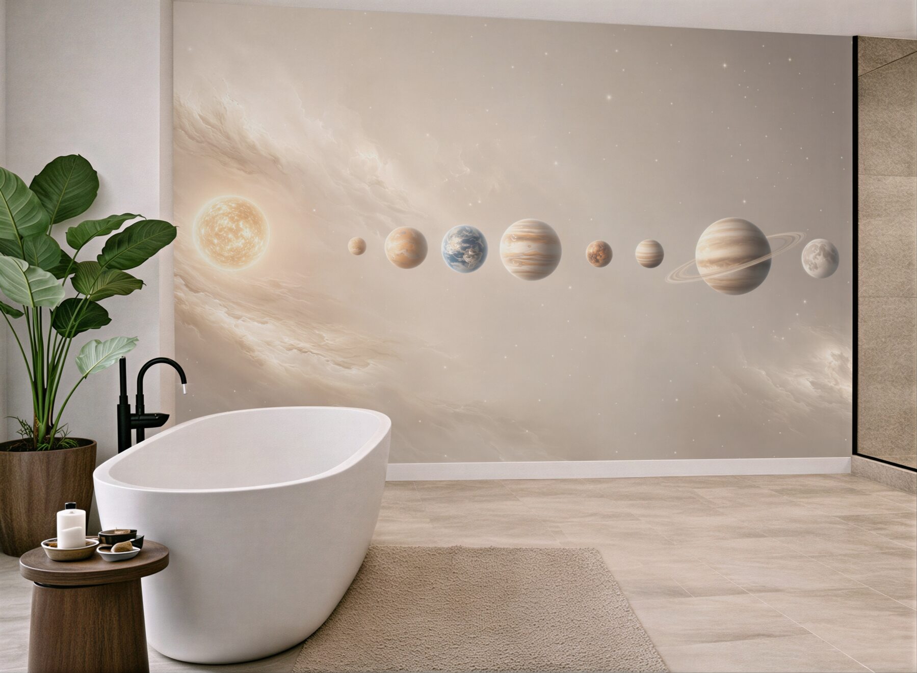 Fototapeta układ planet w kosmosie beżowa do pokoju dziecka?v23