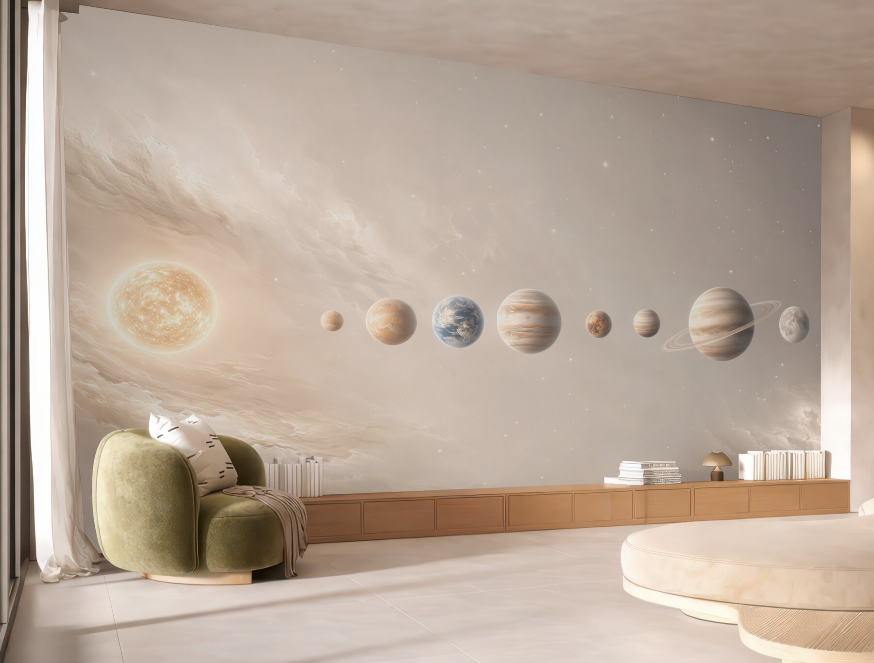 Fototapeta układ planet w kosmosie beżowa do pokoju dziecka?v23