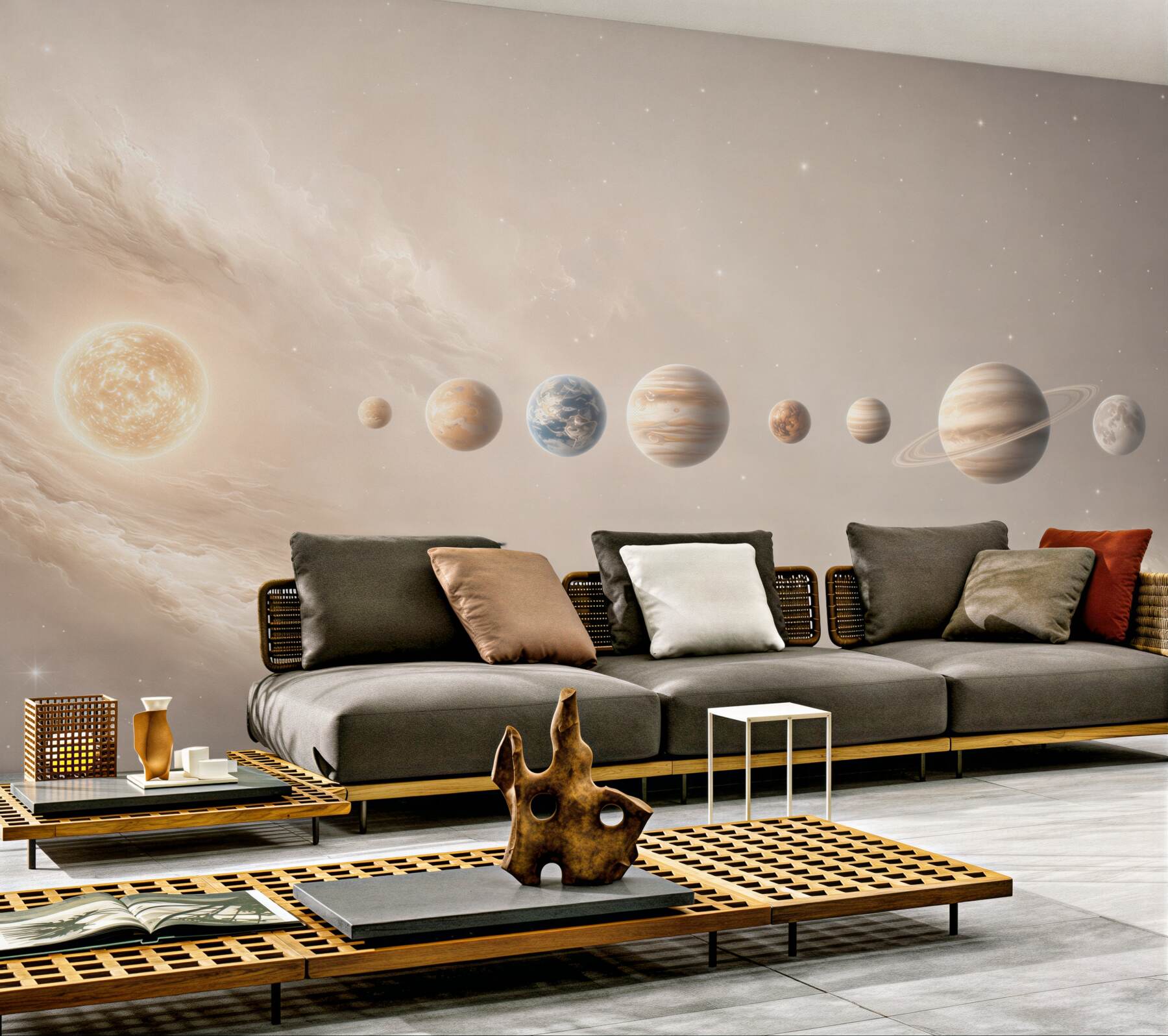 Fototapeta układ planet w kosmosie beżowa do pokoju dziecka?v23
