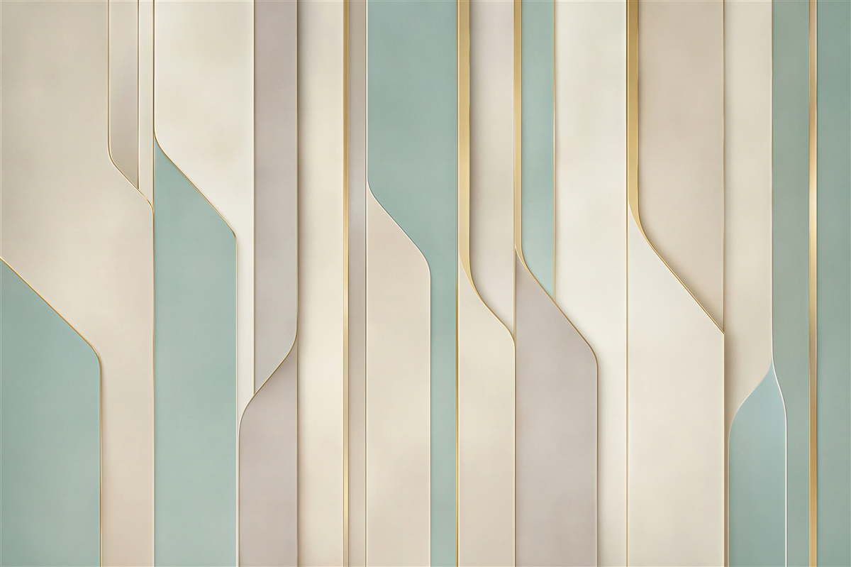 Fototapeta geometryczne panele 3D beżowo miętowe w nowoczesnym stylu