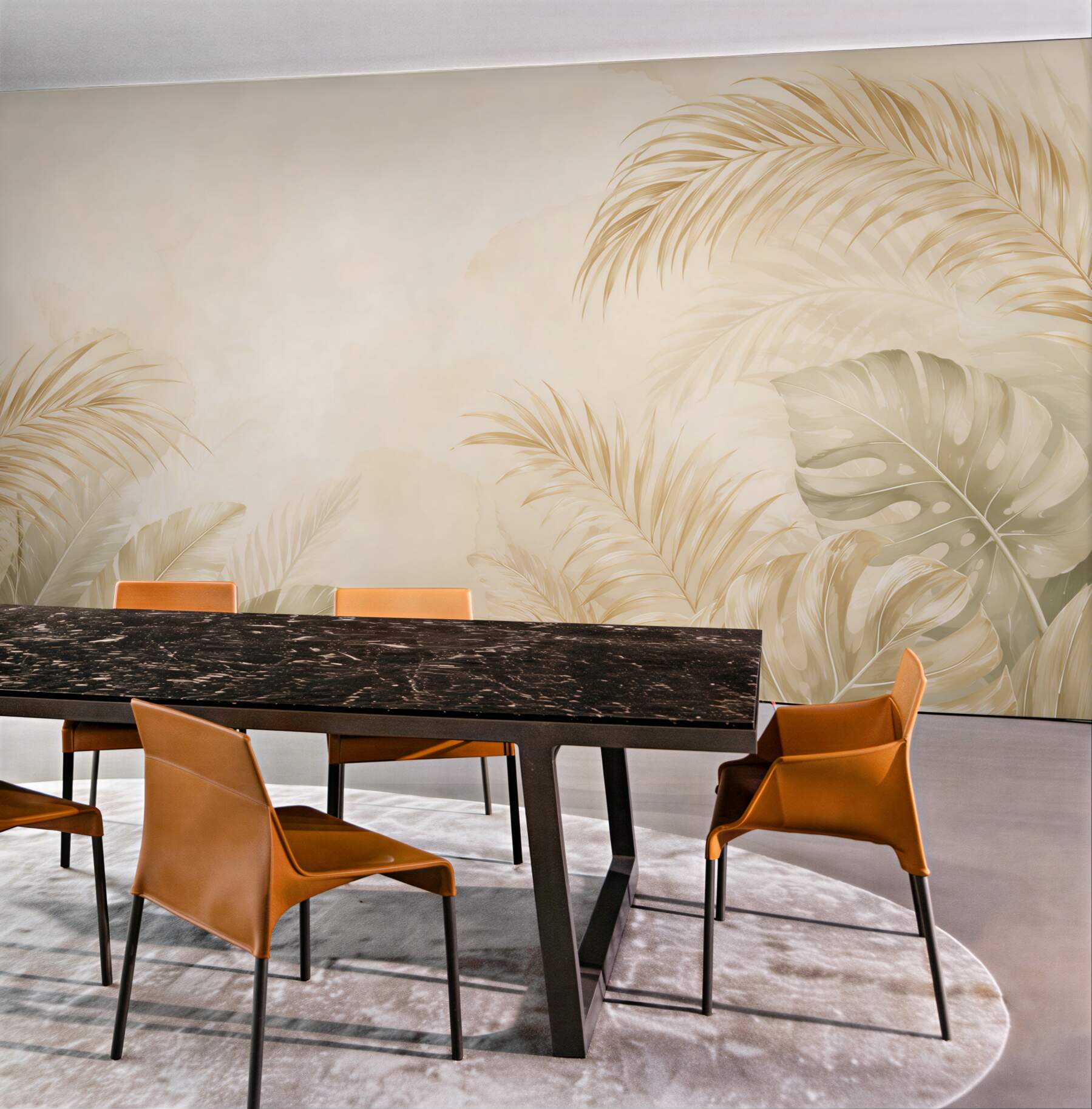 Fototapeta złote liście tropikalne na beżowym tle elegancka jungle?v23