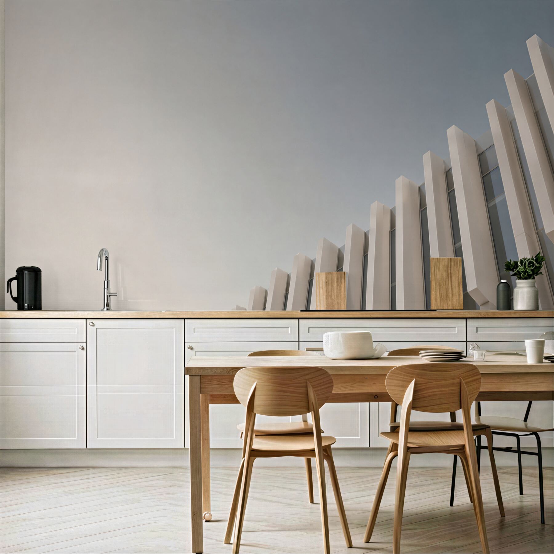 Fototapeta nowoczesna architektura minimalistyczna biała z błękitnym niebem?v23