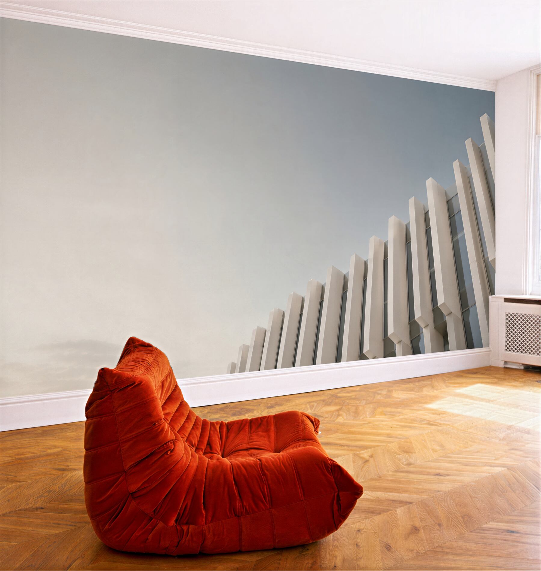 Fototapeta nowoczesna architektura minimalistyczna biała z błękitnym niebem?v23