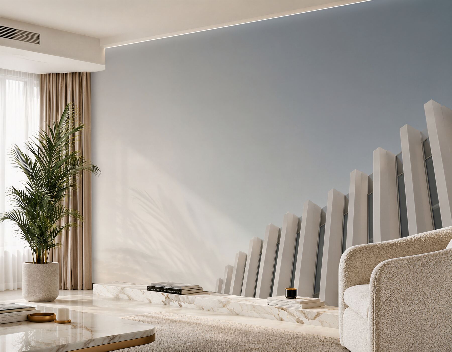 Fototapeta nowoczesna architektura minimalistyczna biała z błękitnym niebem?v23