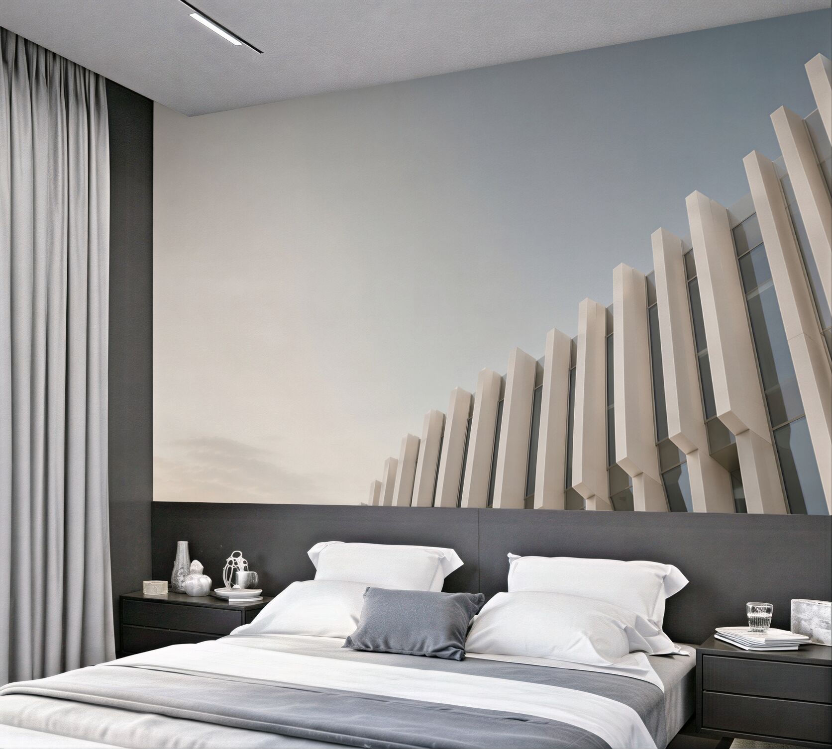 Fototapeta nowoczesna architektura minimalistyczna biała z błękitnym niebem?v23