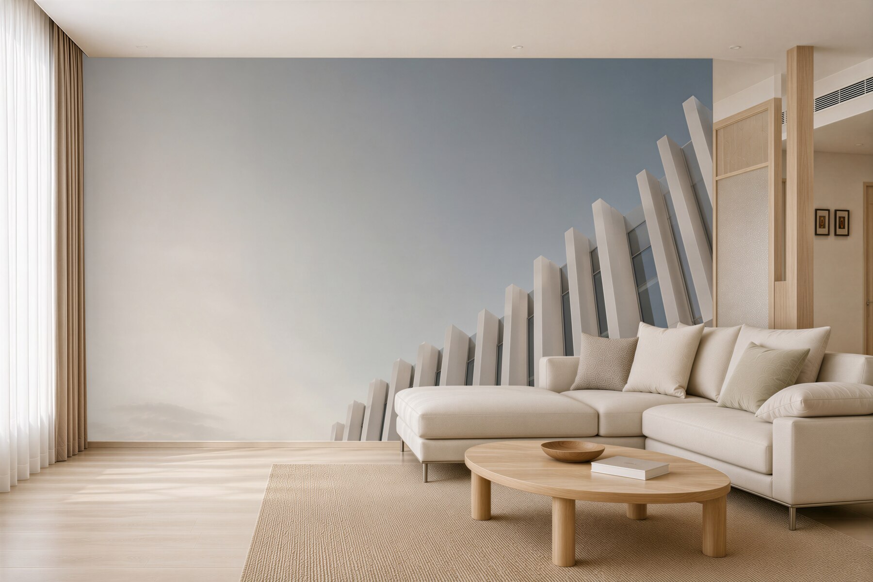 Fototapeta nowoczesna architektura minimalistyczna biała z błękitnym niebem?v23