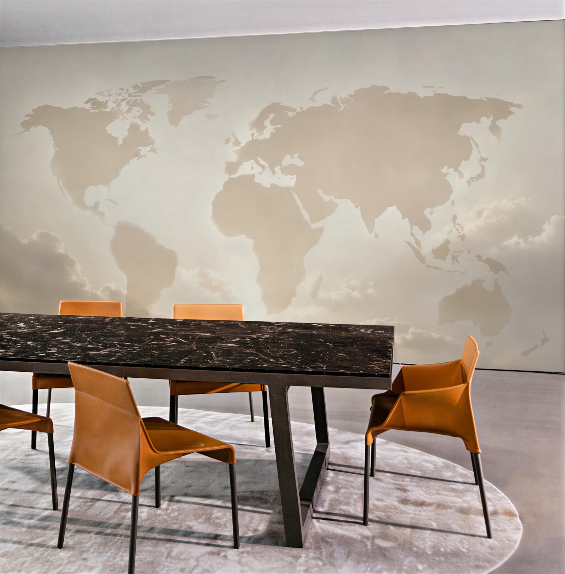 Fototapeta mapa świata w chmurach beżowa do eleganckiego biura?v23