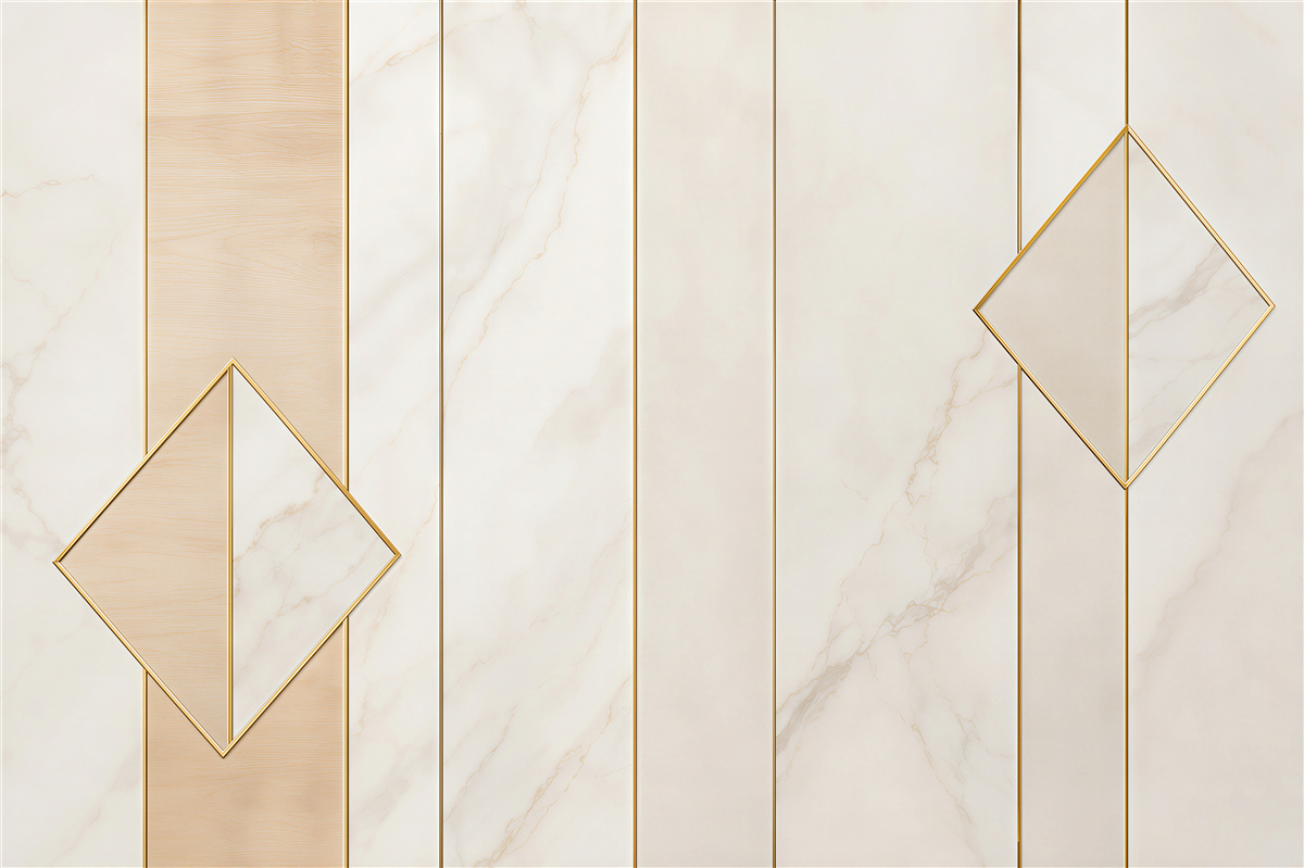 Fototapeta marmur biało beżowy ze złotymi liniami geometryczna elegancka
