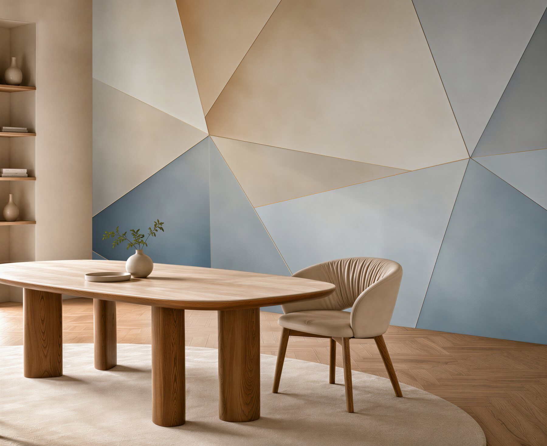 Fototapeta abstrakcja geometryczna beżowo niebieska nowoczesna minimalistyczna?v23