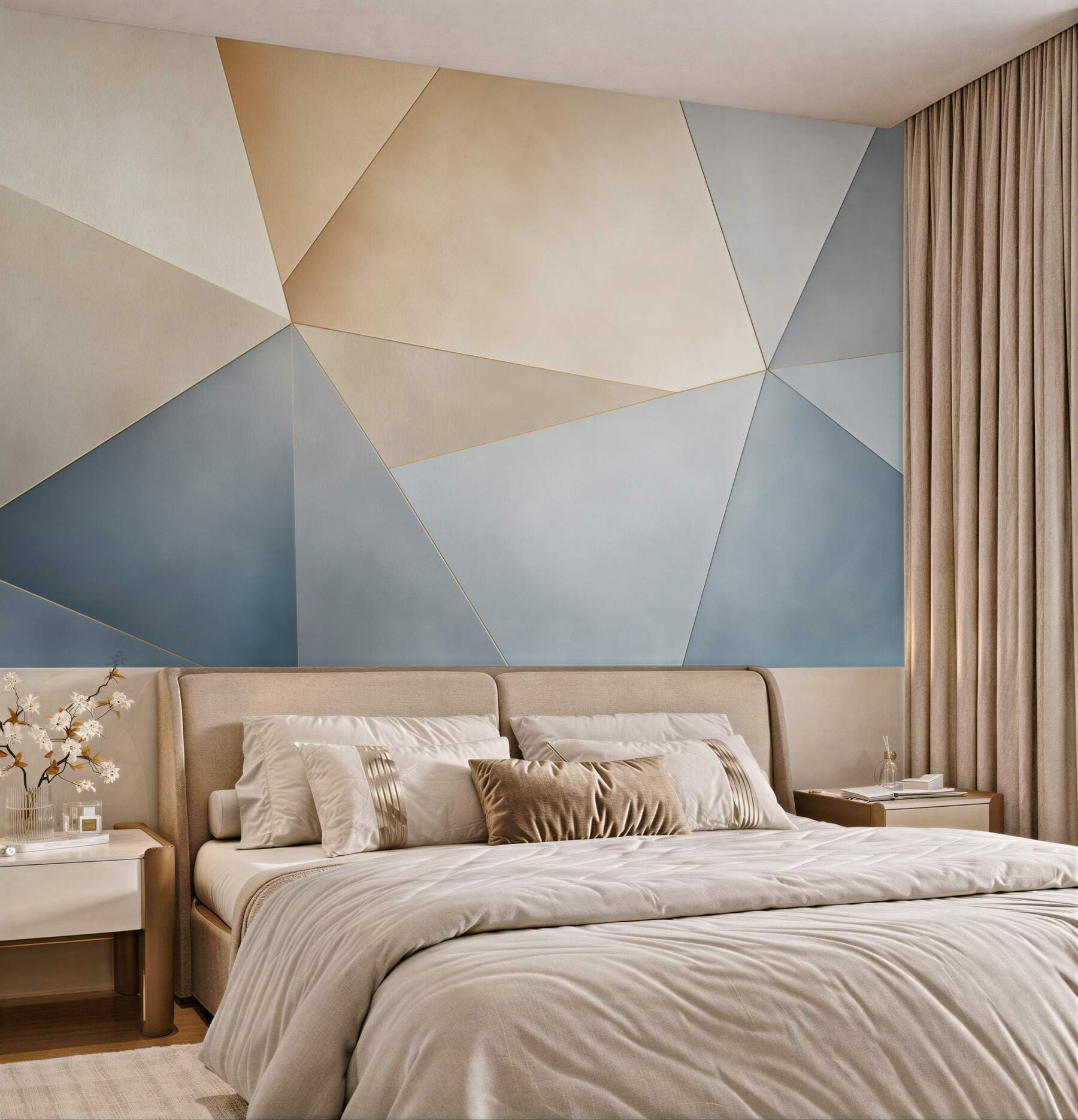 Fototapeta abstrakcja geometryczna beżowo niebieska nowoczesna minimalistyczna?v23