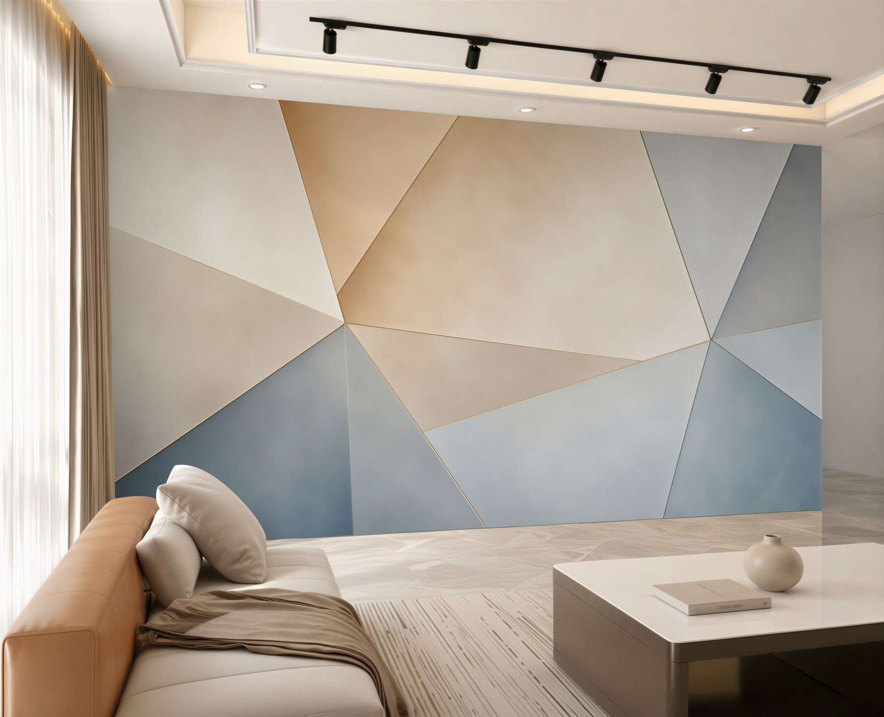 Fototapeta abstrakcja geometryczna beżowo niebieska nowoczesna minimalistyczna?v23