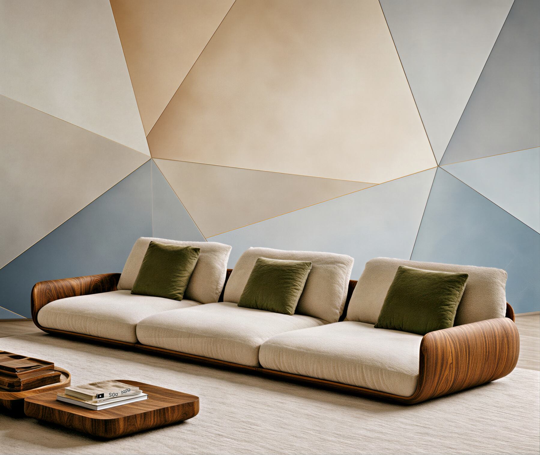 Fototapeta abstrakcja geometryczna beżowo niebieska nowoczesna minimalistyczna?v23