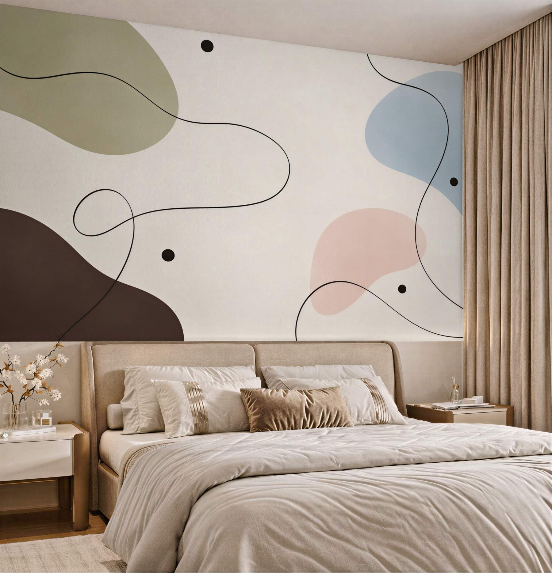 Fototapeta abstrakcyjne pastelowe formy z czarną linią w stylu minimalistycznym?v23