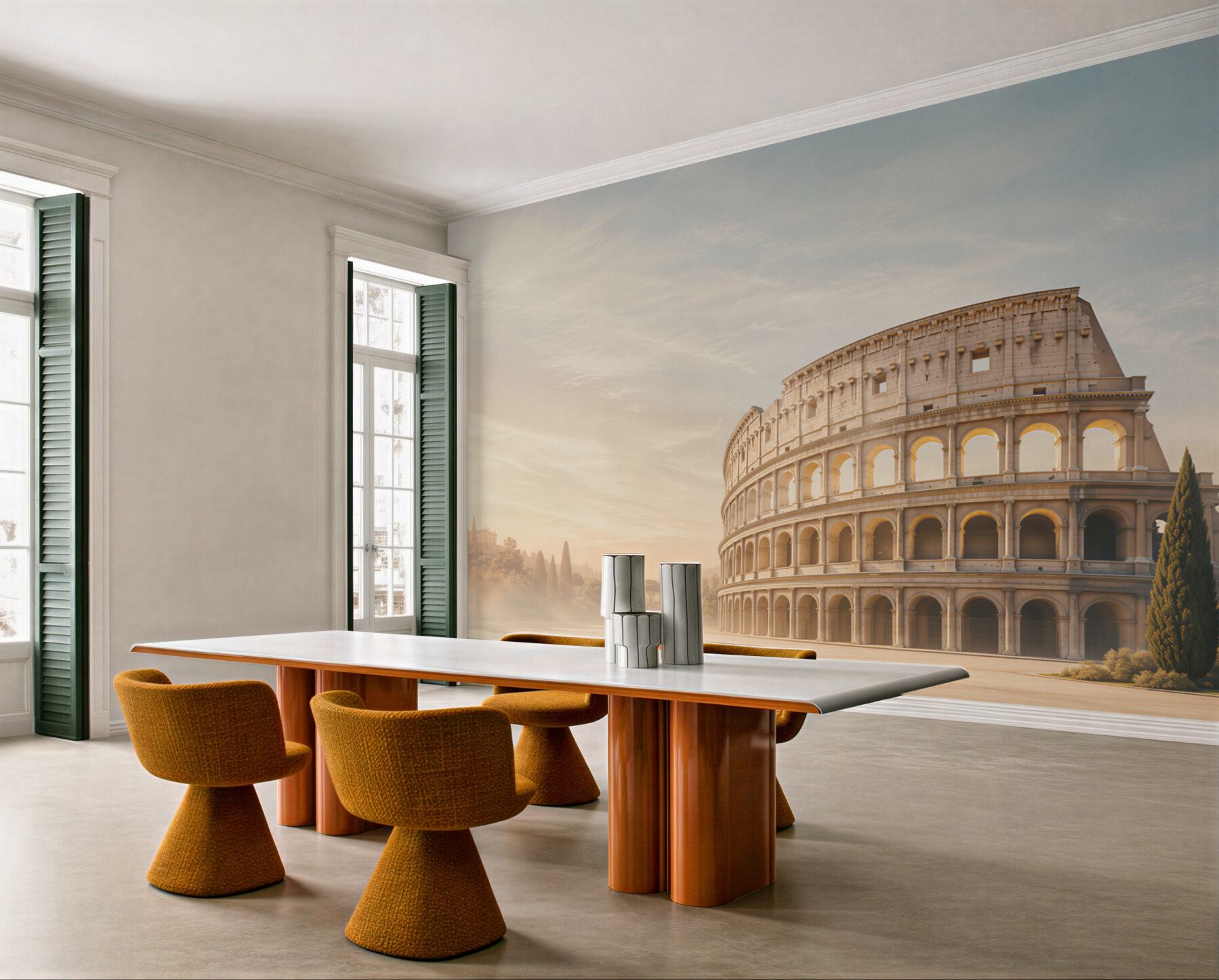 Fototapeta Koloseum w Rzymie o złotym poranku elegancka architektura?v23