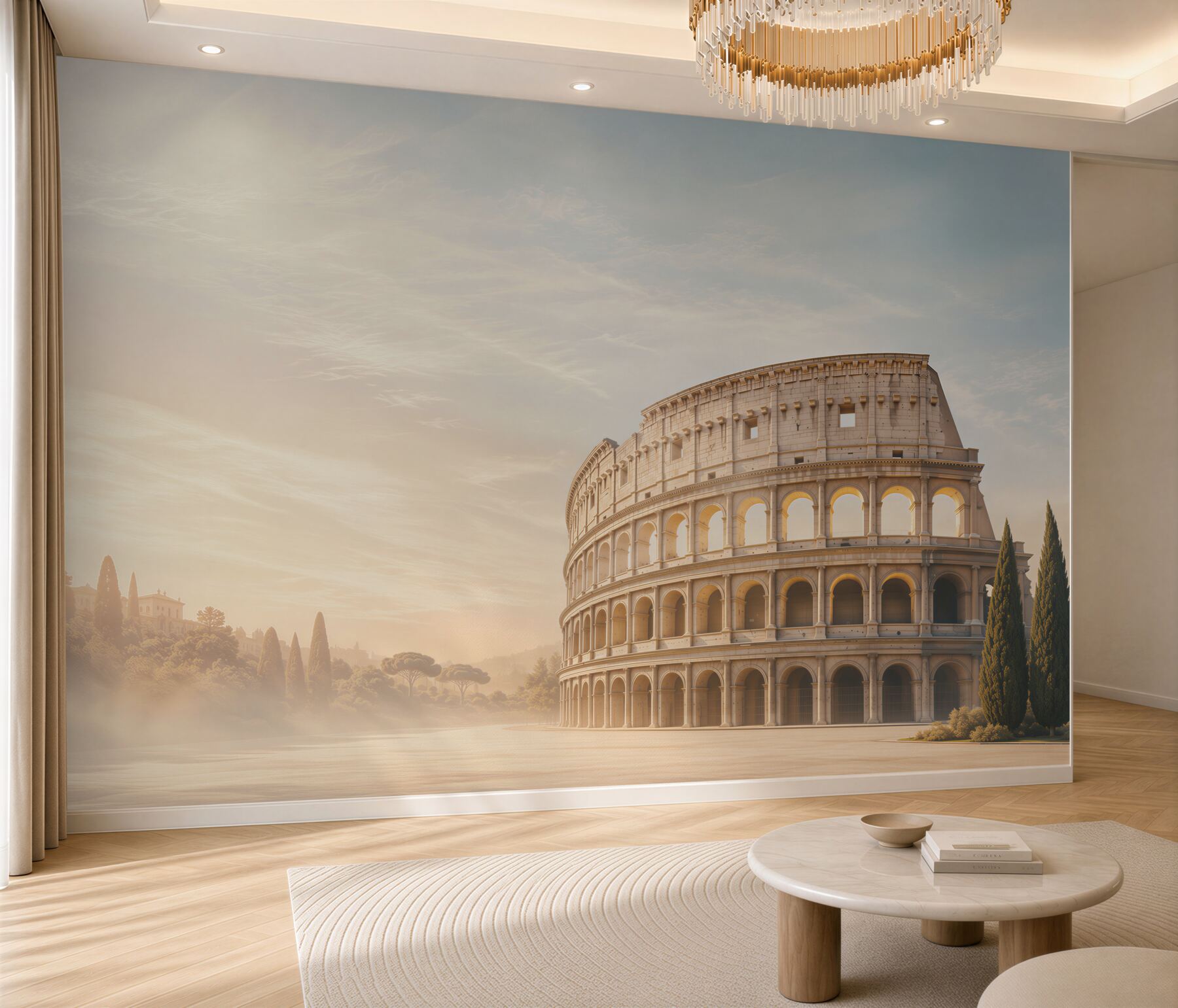 Fototapeta Koloseum w Rzymie o złotym poranku elegancka architektura?v23