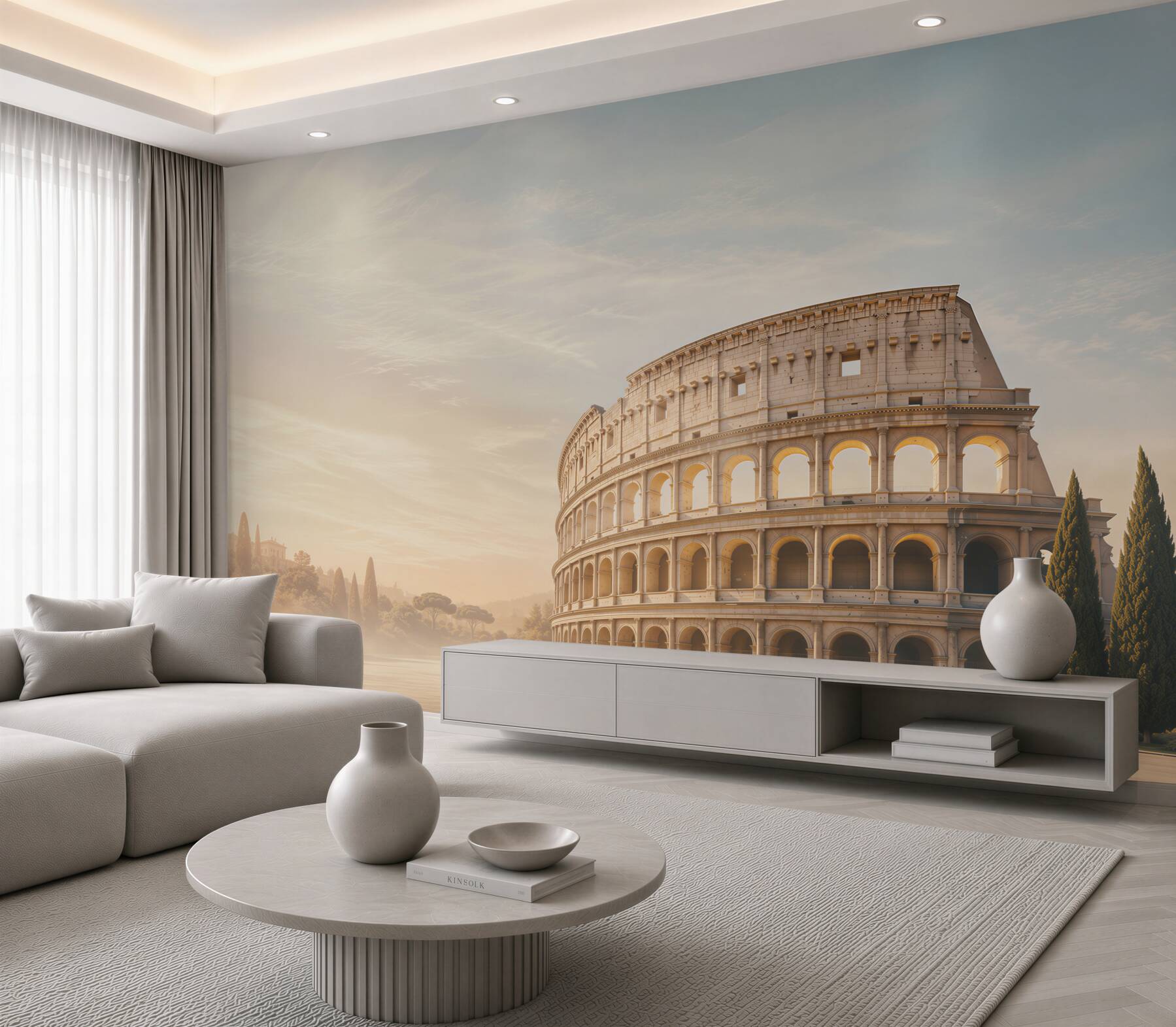 Fototapeta Koloseum w Rzymie o złotym poranku elegancka architektura?v23