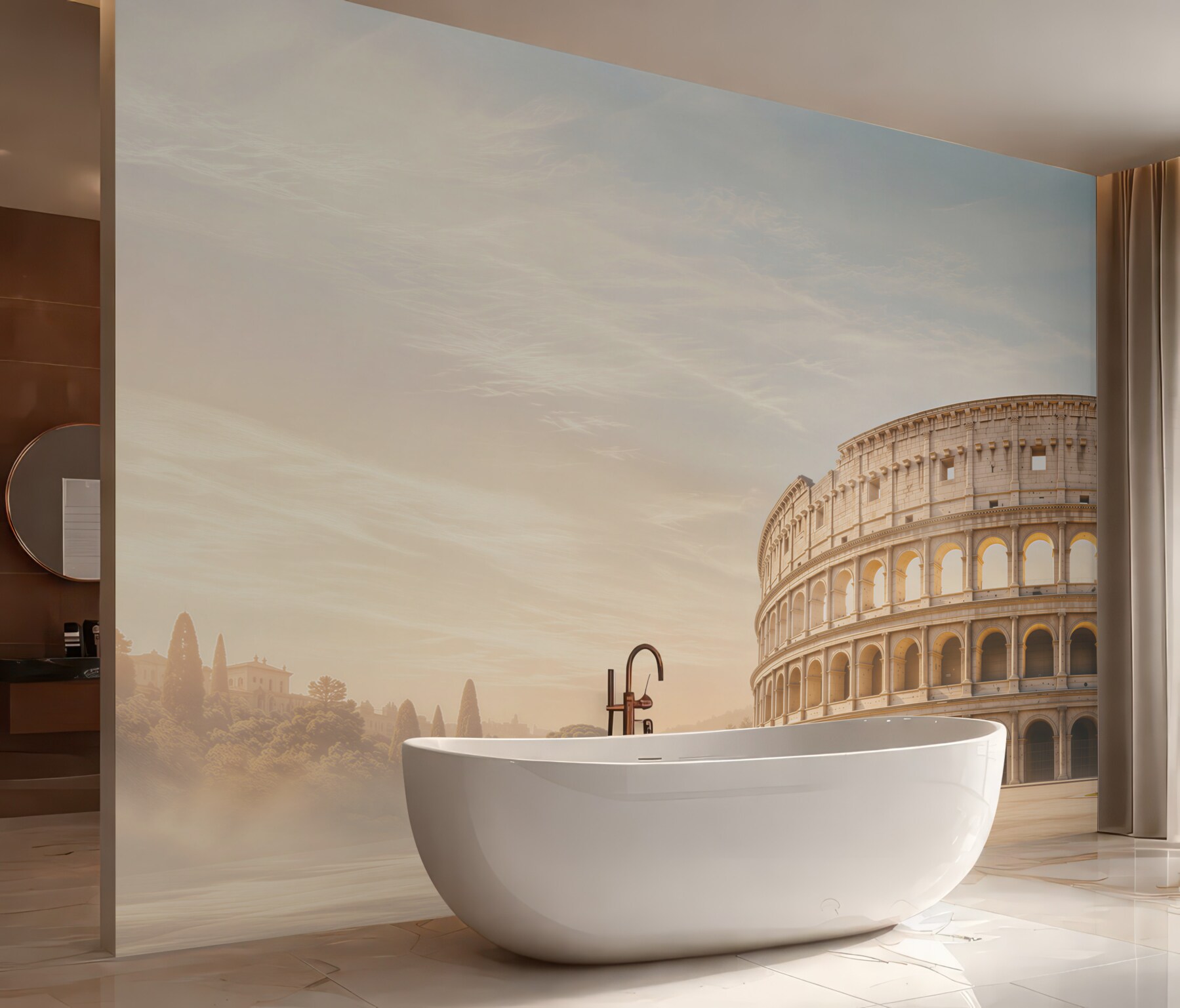 Fototapeta Koloseum w Rzymie o złotym poranku elegancka architektura?v23