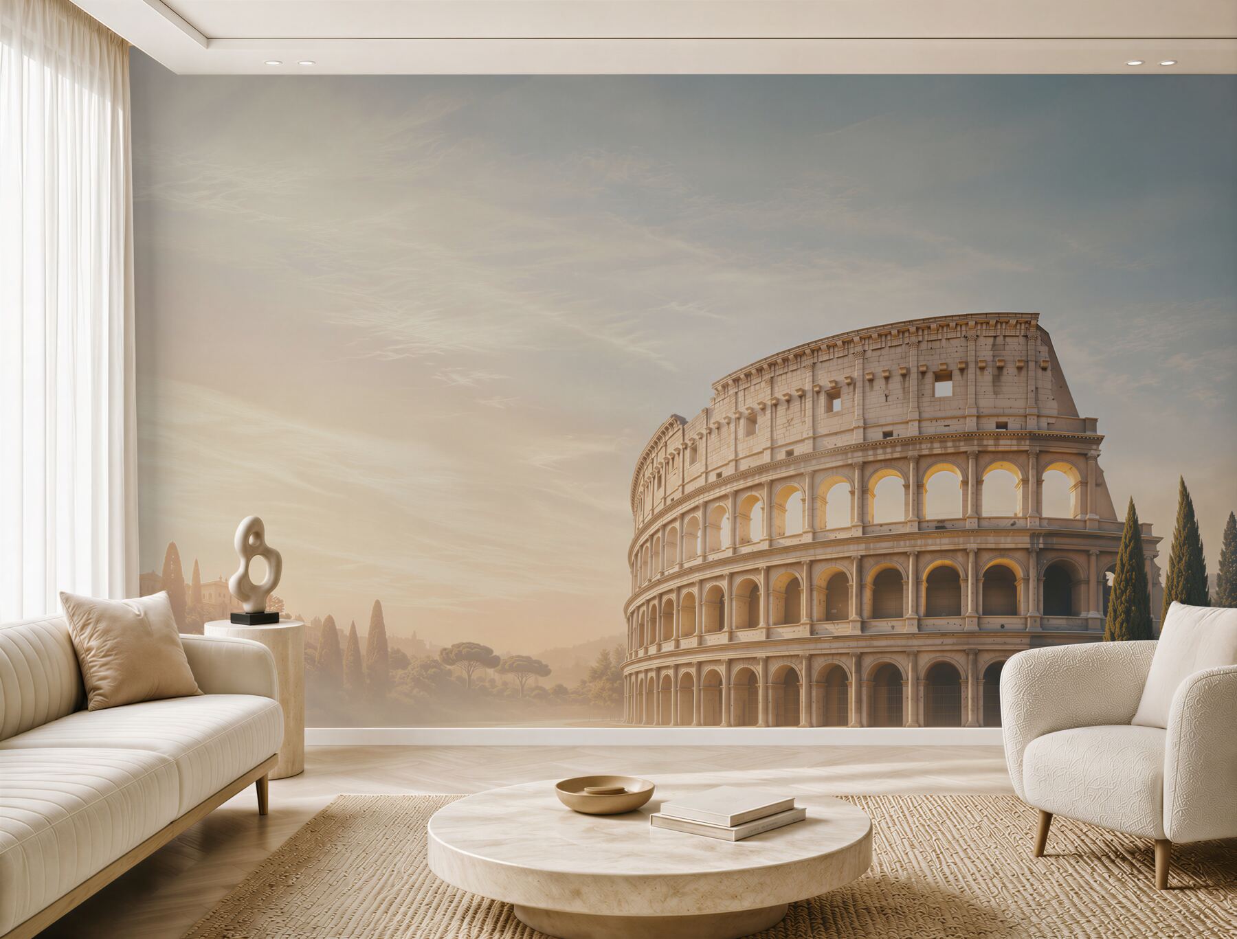 Fototapeta Koloseum w Rzymie o złotym poranku elegancka architektura?v23