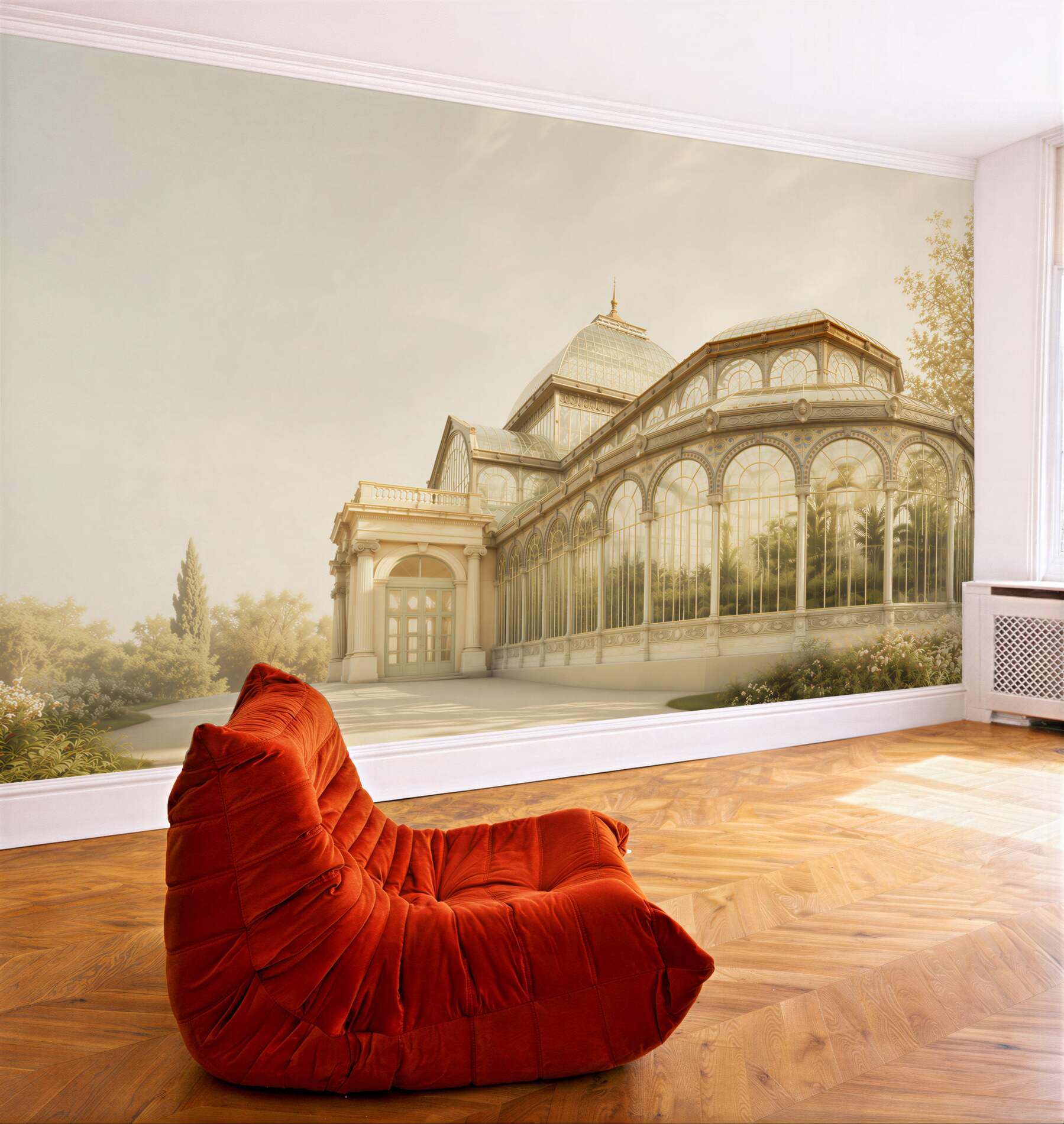 Fototapeta oranżeria pałacowa w złotym świetle elegancka architektura ogrodowa?v23