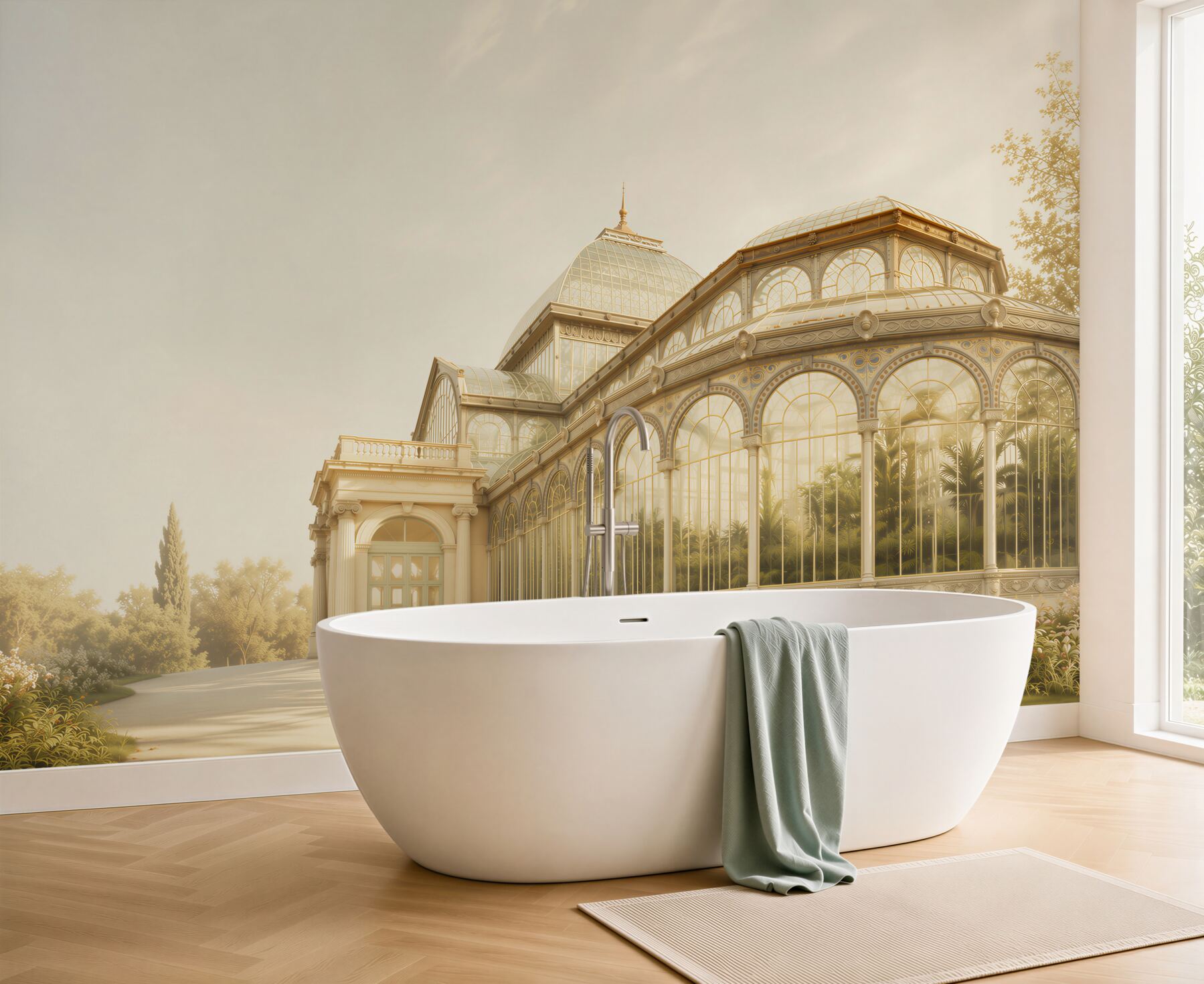 Fototapeta oranżeria pałacowa w złotym świetle elegancka architektura ogrodowa?v23