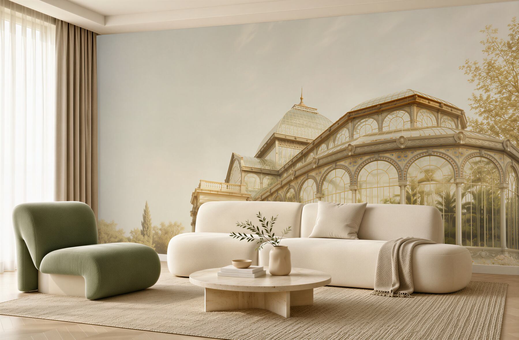 Fototapeta oranżeria pałacowa w złotym świetle elegancka architektura ogrodowa?v23