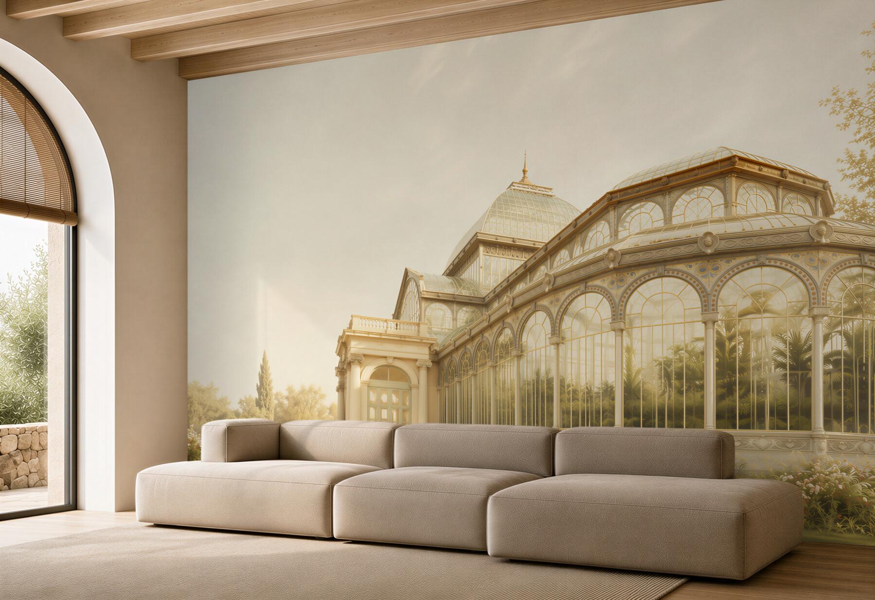 Fototapeta oranżeria pałacowa w złotym świetle elegancka architektura ogrodowa?v23