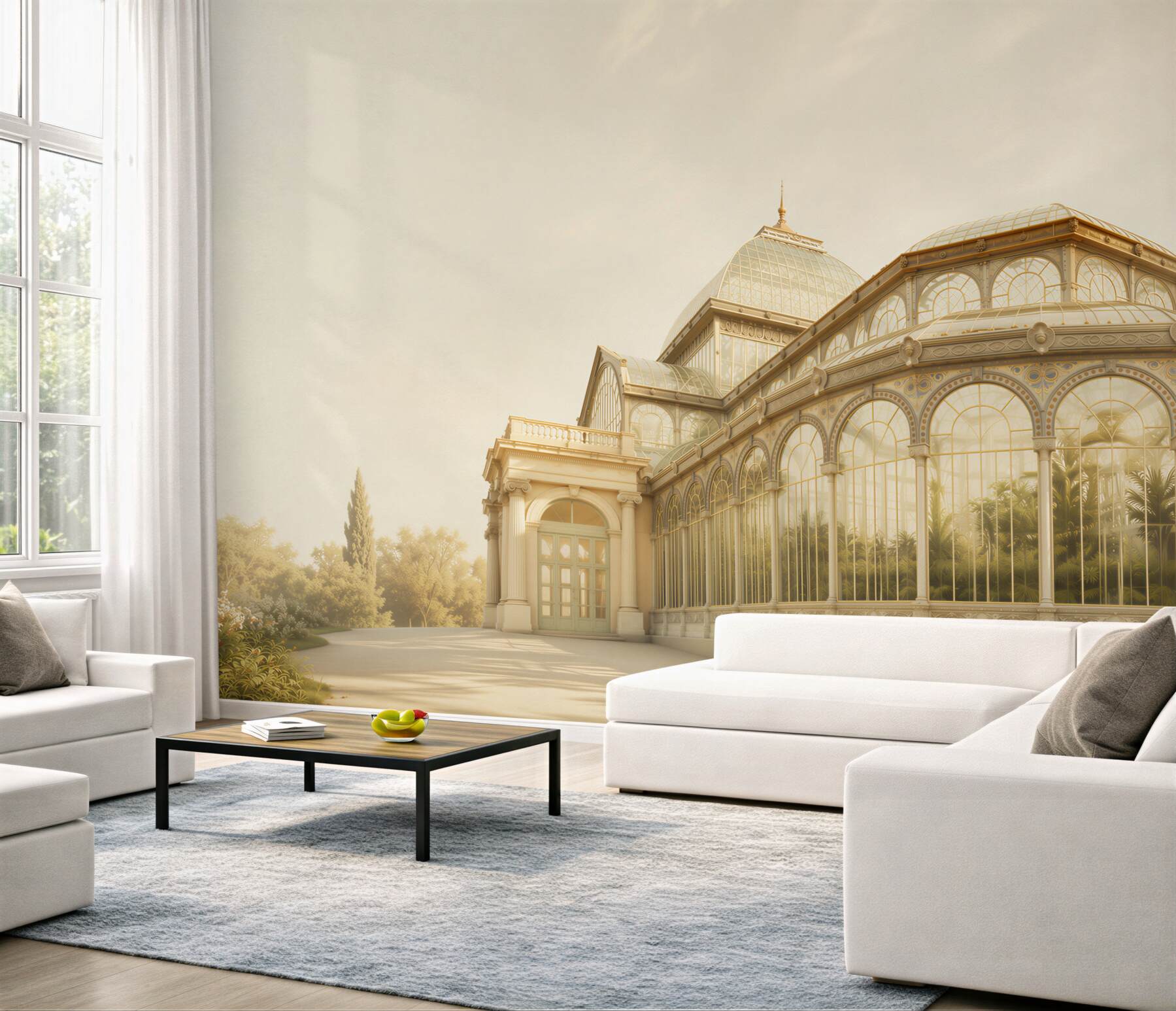 Fototapeta oranżeria pałacowa w złotym świetle elegancka architektura ogrodowa?v23