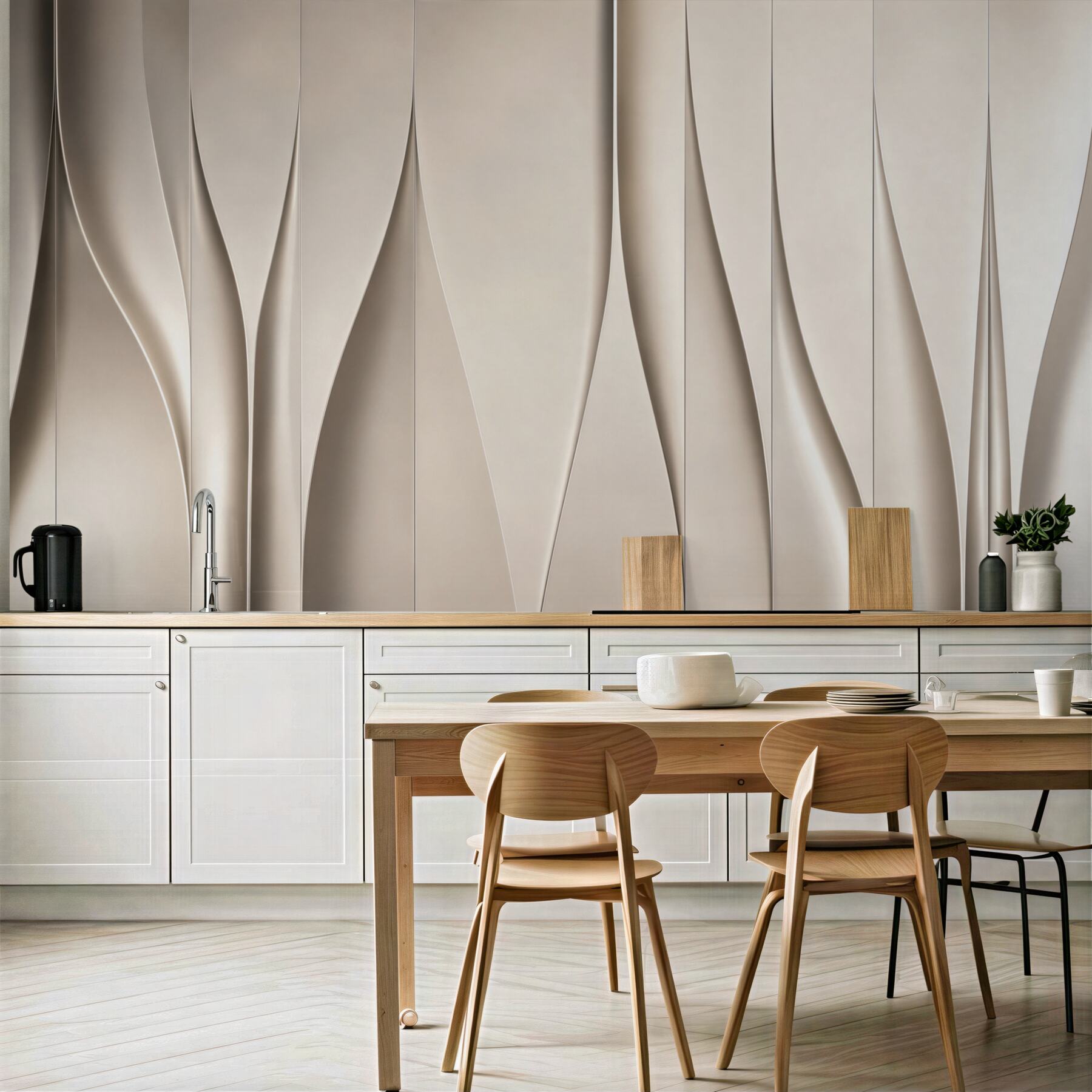 Fototapeta abstrakcyjne faliste panele beżowe 3D do eleganckiego wnętrza?v23
