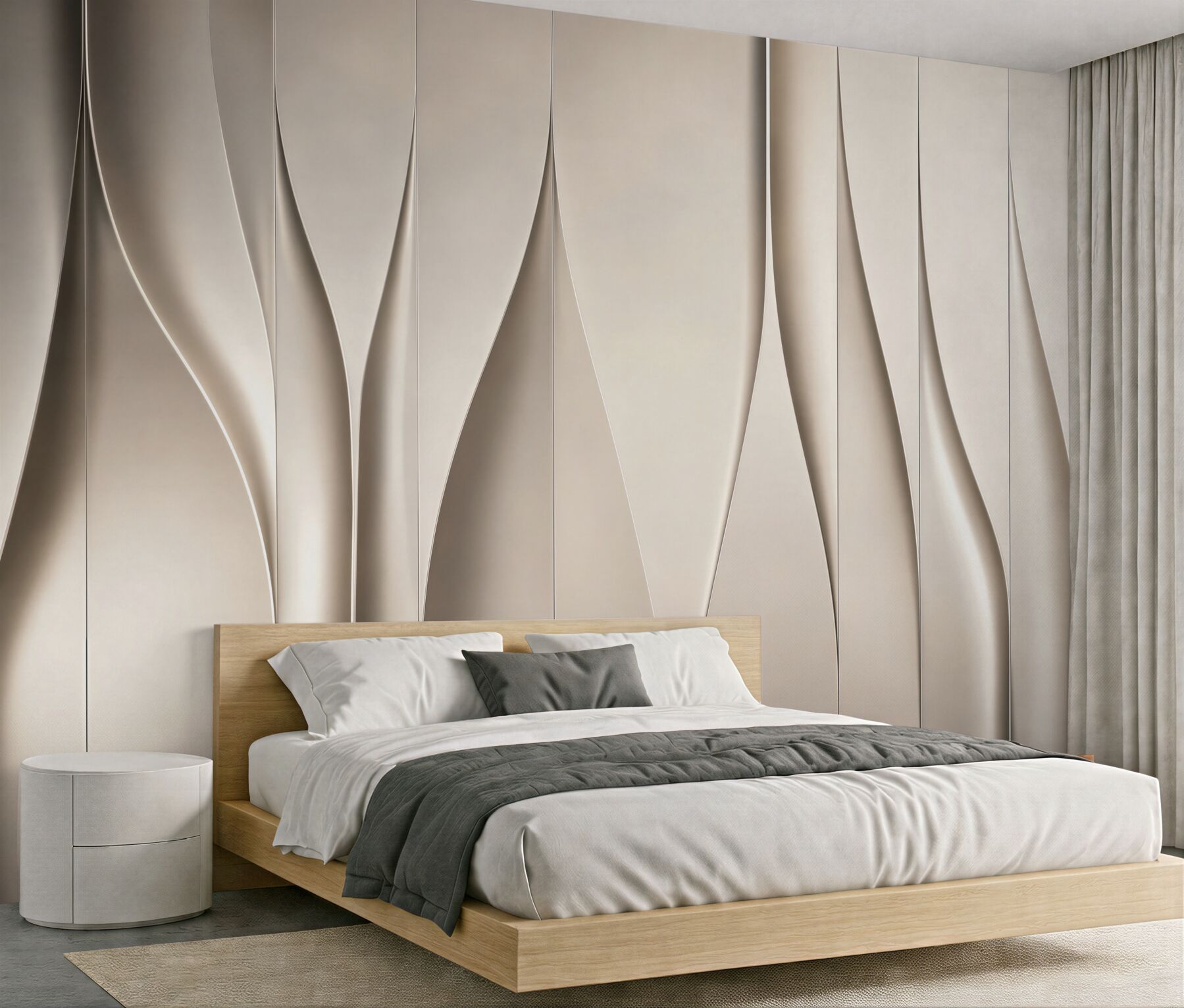 Fototapeta abstrakcyjne faliste panele beżowe 3D do eleganckiego wnętrza?v23