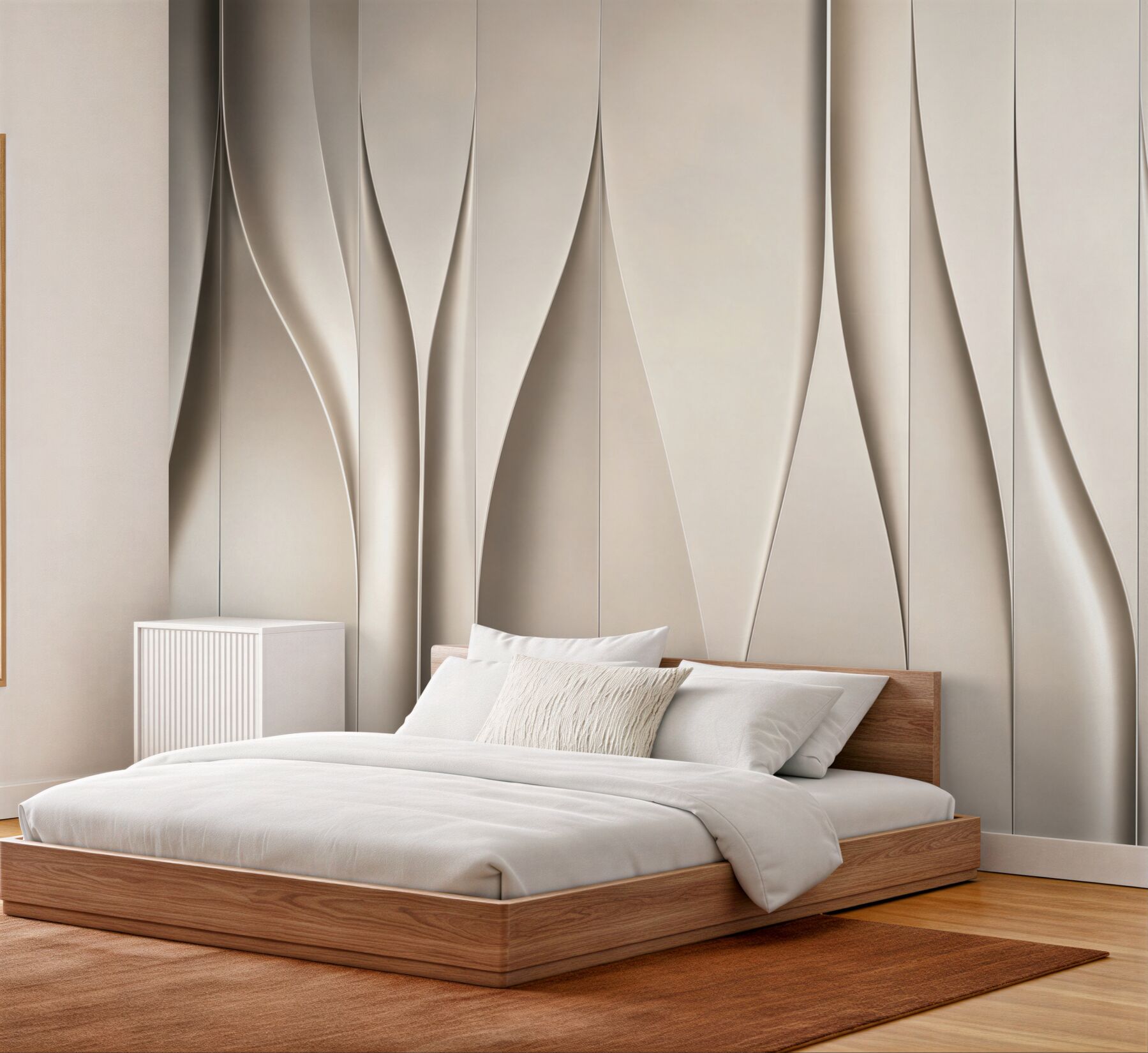 Fototapeta abstrakcyjne faliste panele beżowe 3D do eleganckiego wnętrza?v23