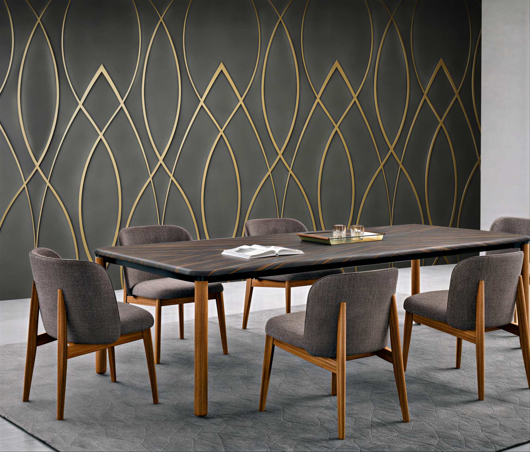 Fototapeta geometryczny wzór złote linie na ciemnym tle w stylu art deco?v23