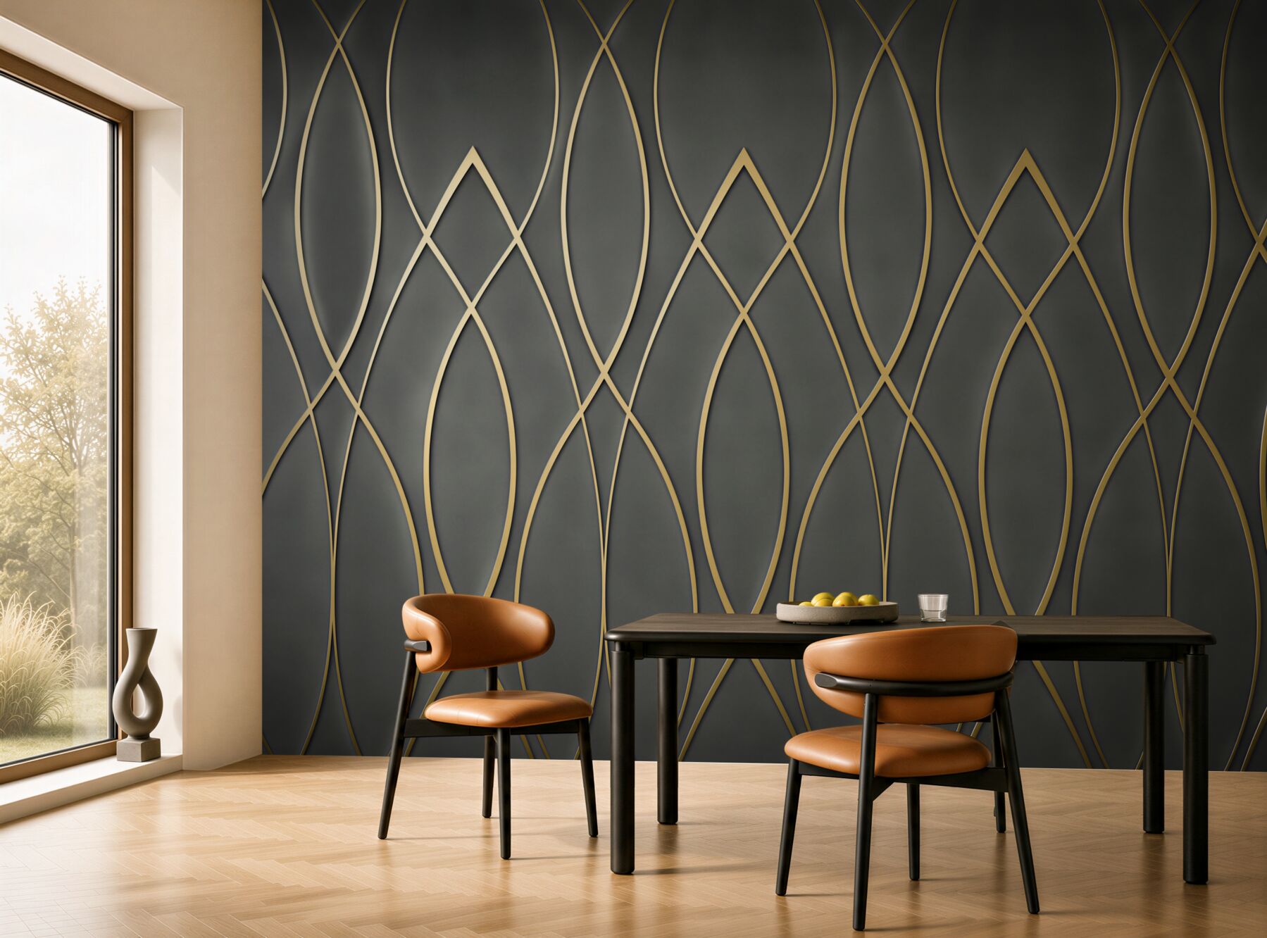 Fototapeta geometryczny wzór złote linie na ciemnym tle w stylu art deco?v23