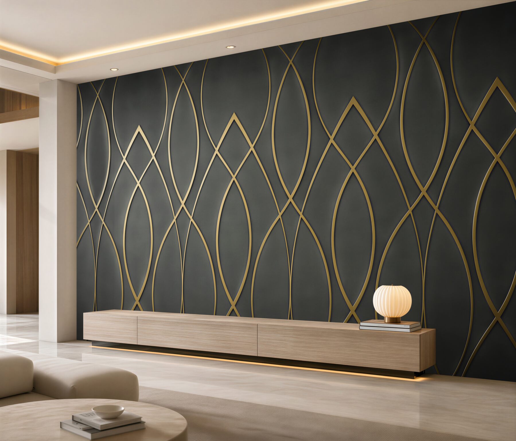 Fototapeta geometryczny wzór złote linie na ciemnym tle w stylu art deco?v23