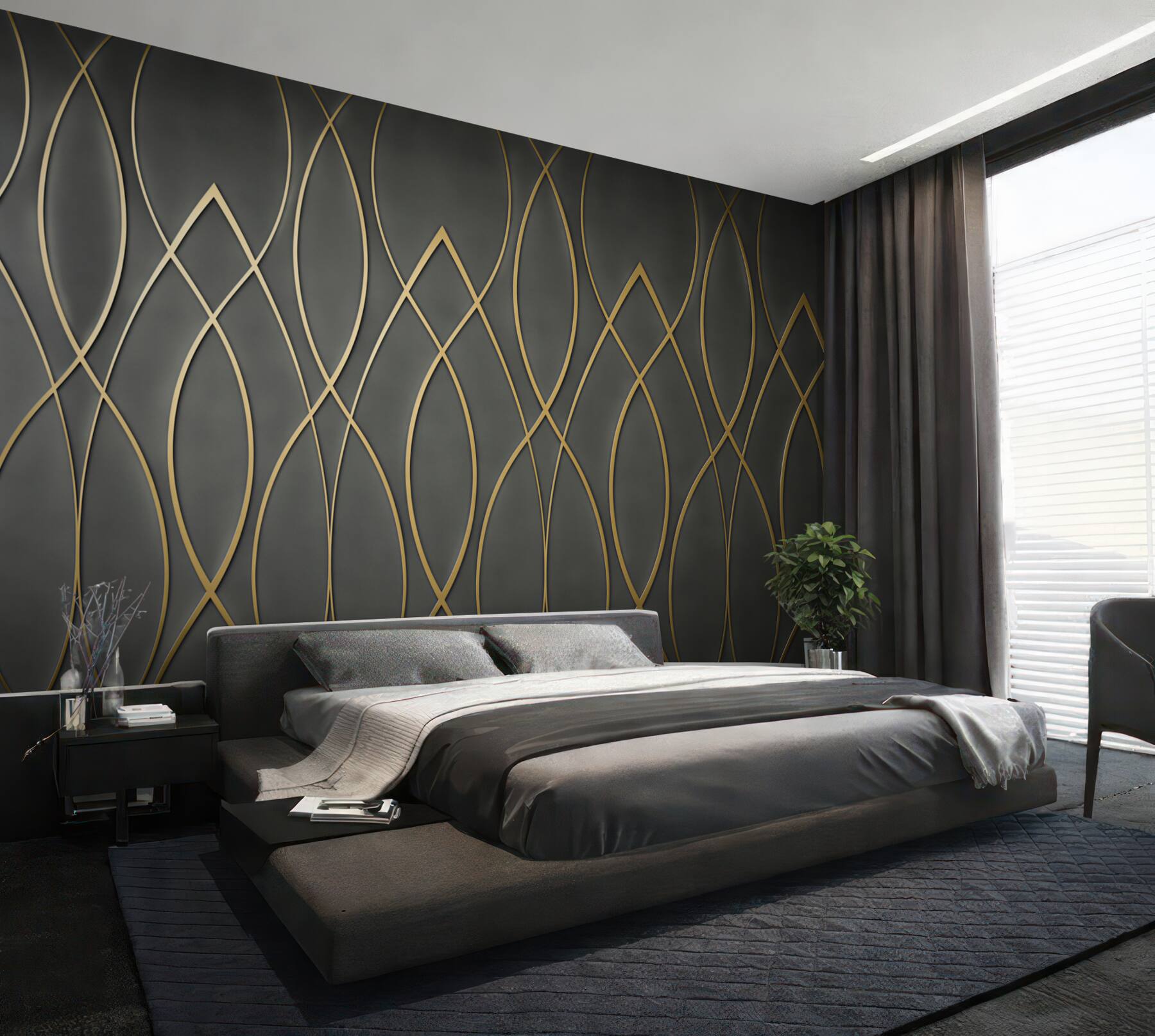 Fototapeta geometryczny wzór złote linie na ciemnym tle w stylu art deco?v23