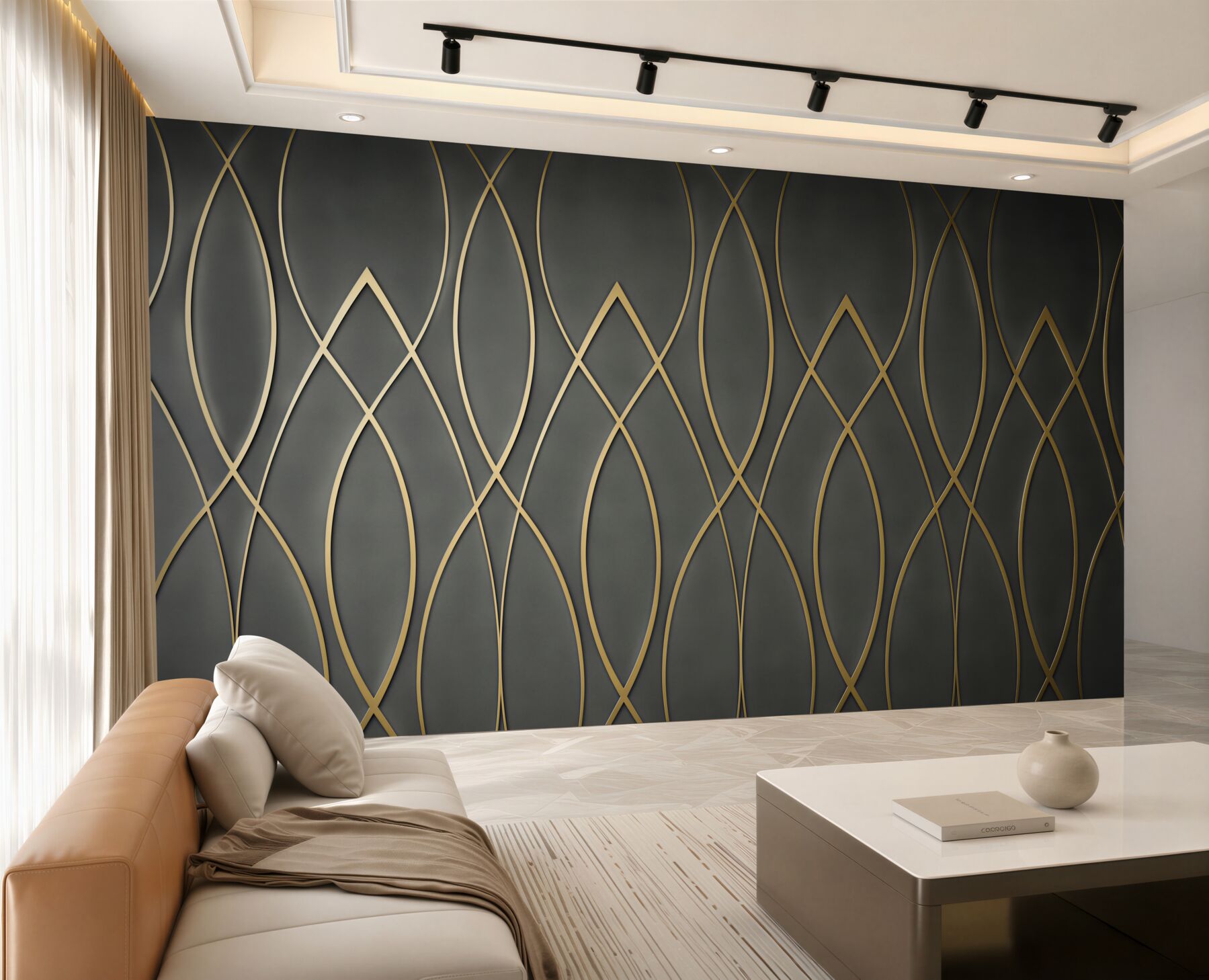 Fototapeta geometryczny wzór złote linie na ciemnym tle w stylu art deco?v23